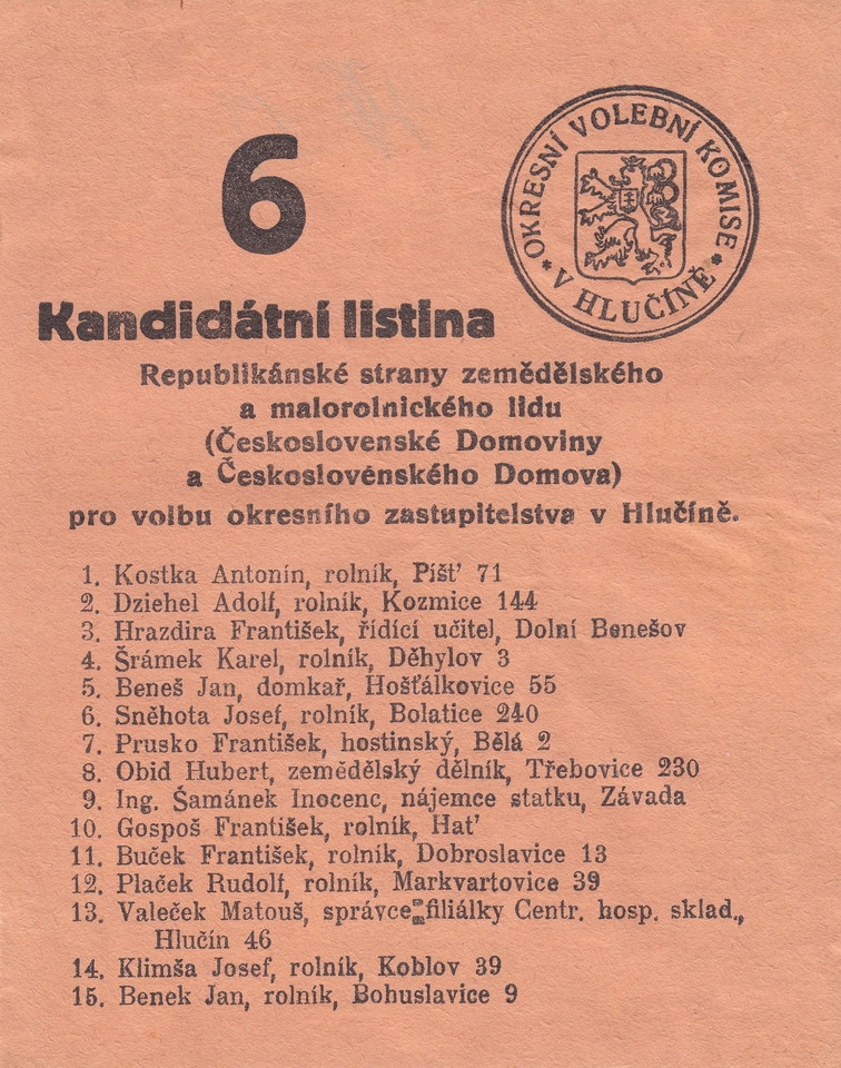 Náhledový obrázek Kandidátský lístek k volbám - 3