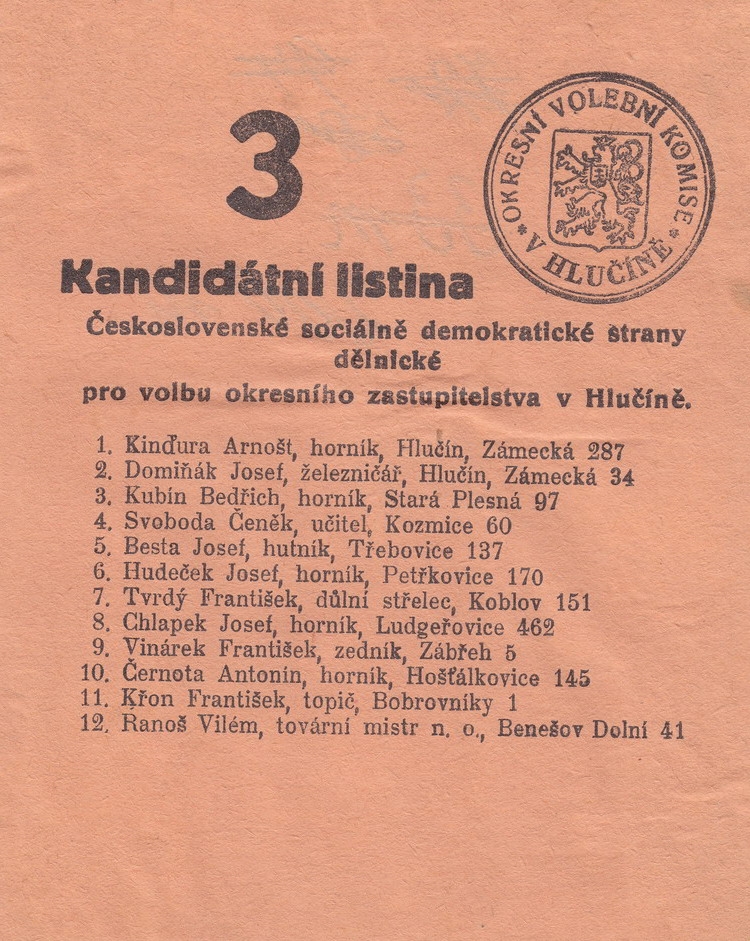 Náhledový obrázek Kandidátský lístek k volbám - 2