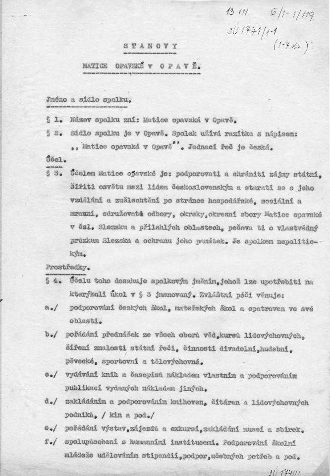 Náhledový obrázek Stanovy Matice opavské - 1