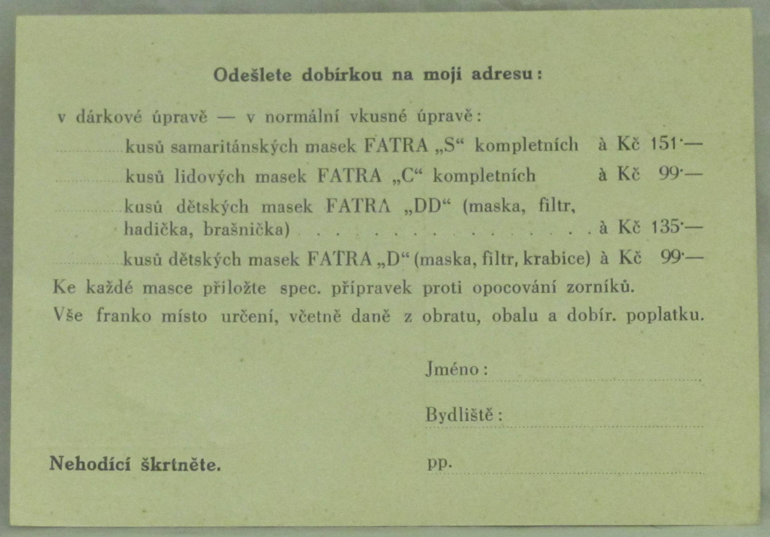 Náhledový obrázek Reklama firmy Fatra Napajedla na plynové masky - 4