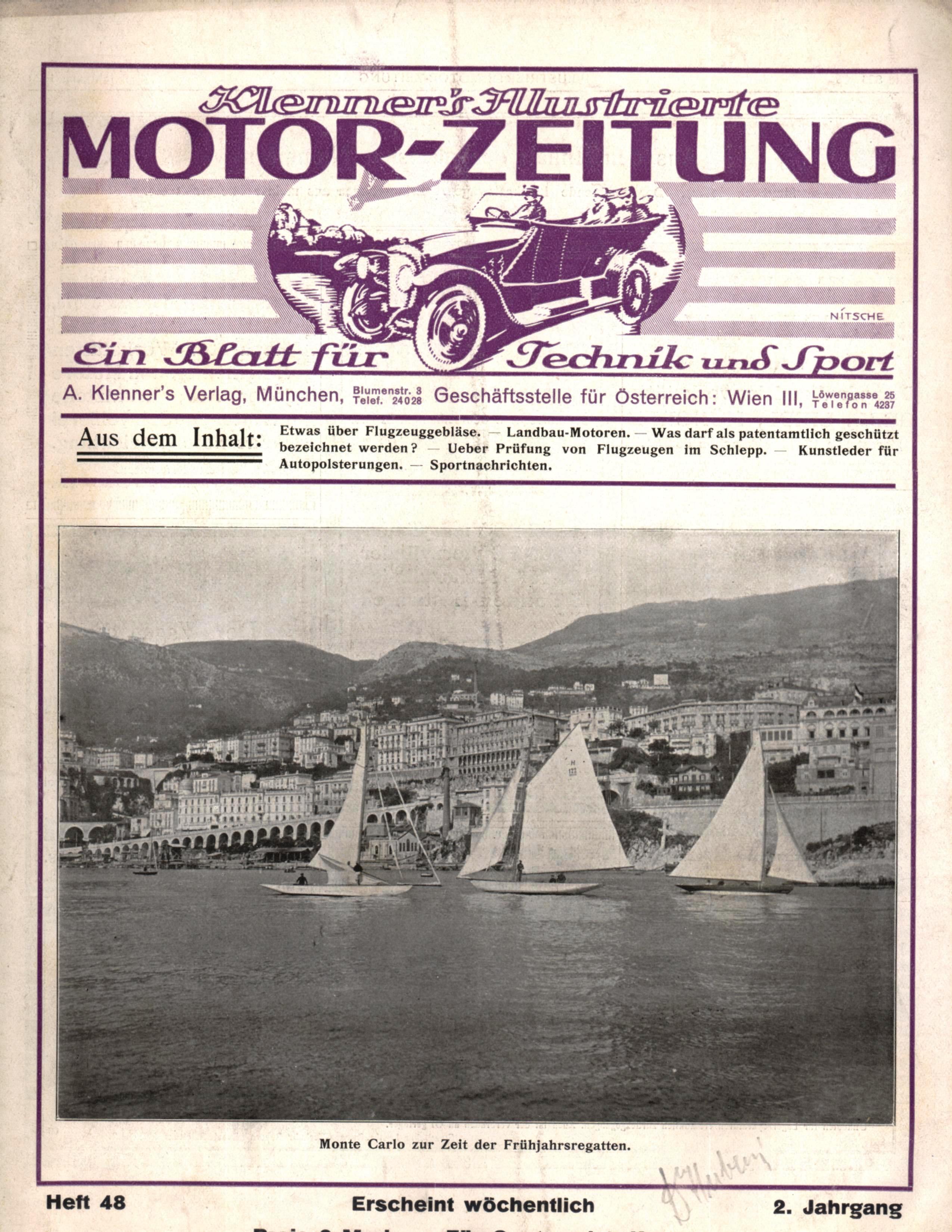 Náhledový obrázek Klenner´s Illustrierte Motor-Zeitung, Heft 48 - 1