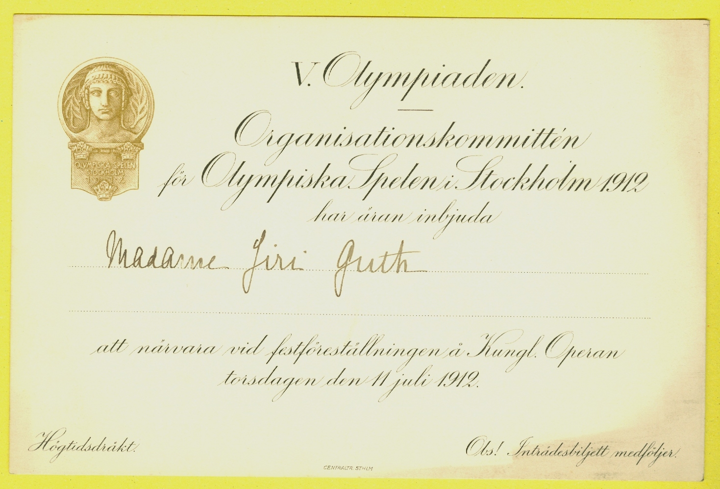 Náhledový obrázek Olympijské hry ve Stockholmu 1912. Pozvánky - 5