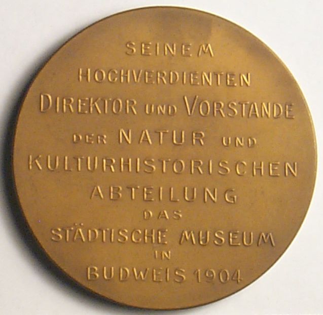Náhledový obrázek Medaile: DR.Adolf Lindner-ředitel přír.a kulthist.oddělení měst.muzea v Č.Budějovicích - 1