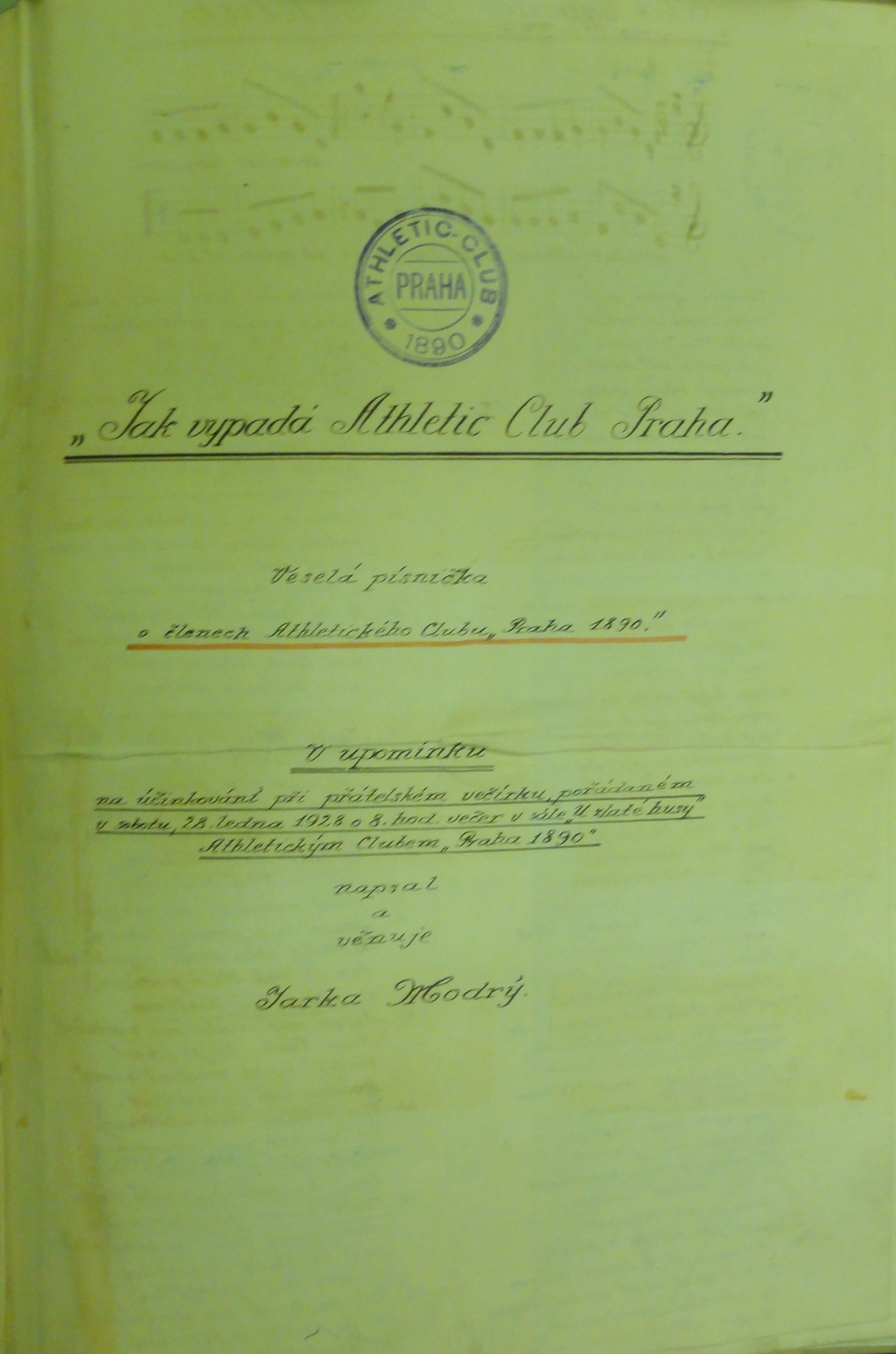 Náhledový obrázek Pamětní kniha A. C. Praha. IV. - 6
