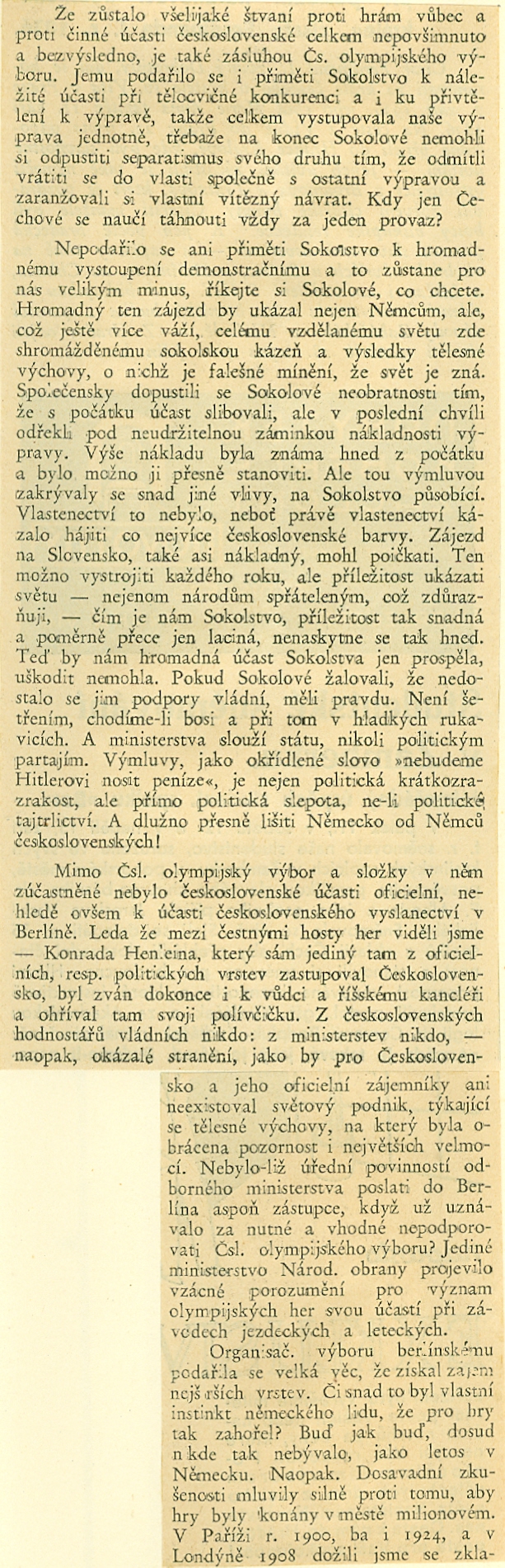 Náhledový obrázek Dojmy J. Gutha-Jarkovského z Olympijských her v Berlíně 1936 - 4