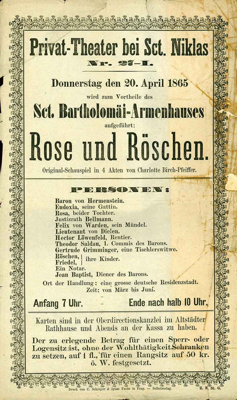 Náhledový obrázek předmětu Divadelní cedule Rose und Röschen (Růžena a Růženka)
