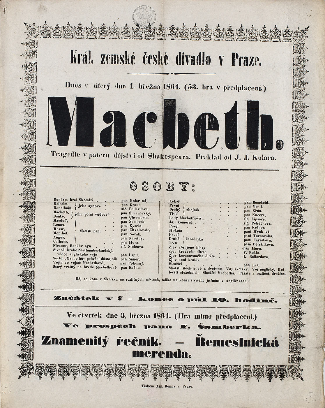Náhledový obrázek předmětu Divadelní cedule Macbeth