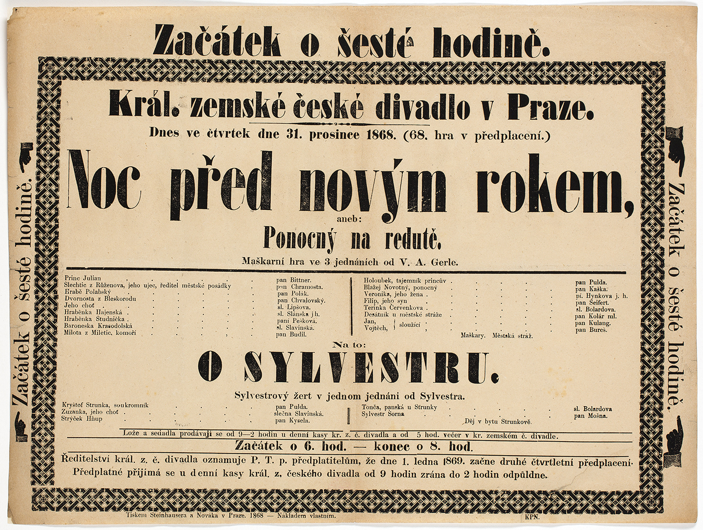 Náhledový obrázek Divadelní cedule Noc před novým rokem aneb Ponocný na redutě/O Sylvestru - 1