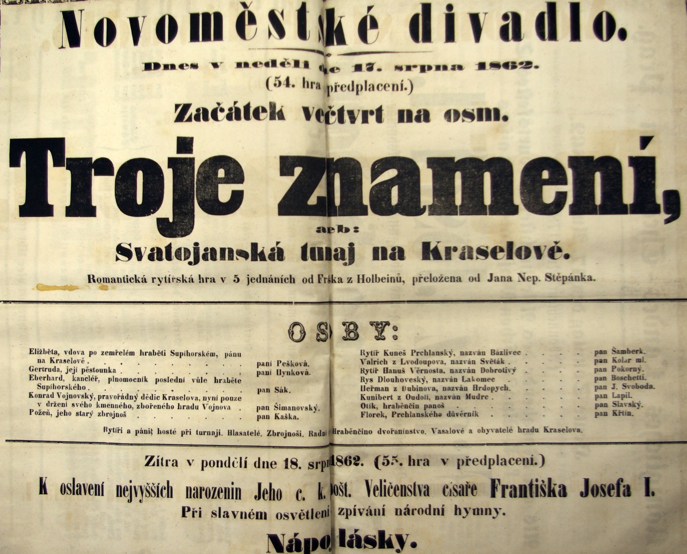 Náhledový obrázek Troje znamení aneb Svatojanský turnaj na Kraselově - 1