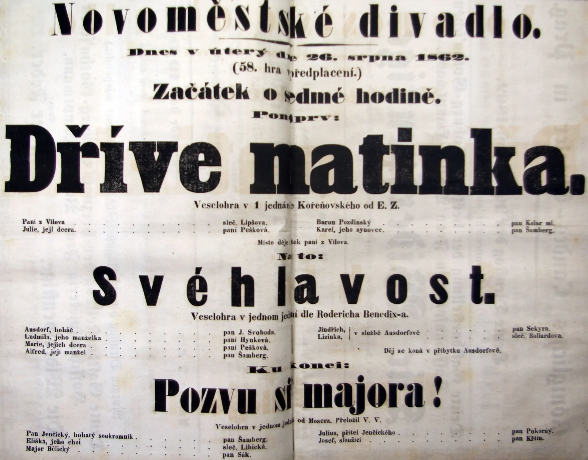 Náhledový obrázek předmětu Dříve matinka. Svéhlavost. Pozvu si majora!