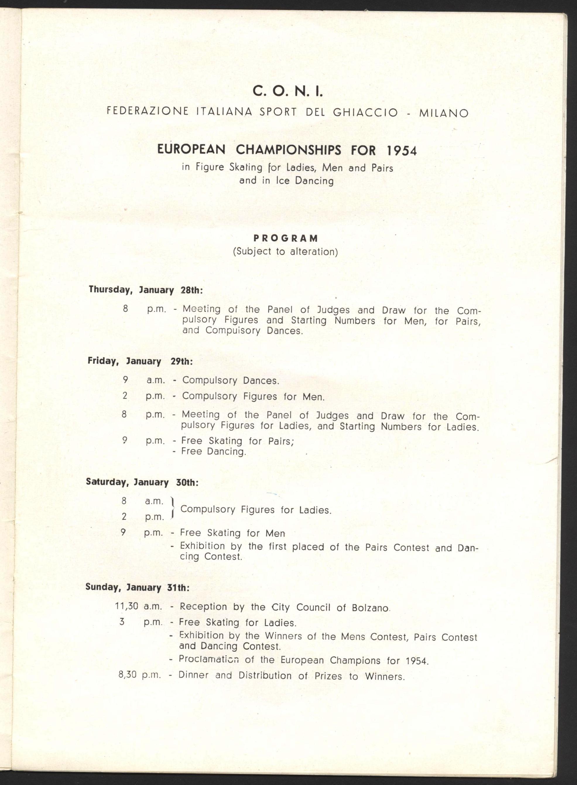 Náhledový obrázek Mistrovství Evropy v krasobruslení. Bolzano 1954 - 2