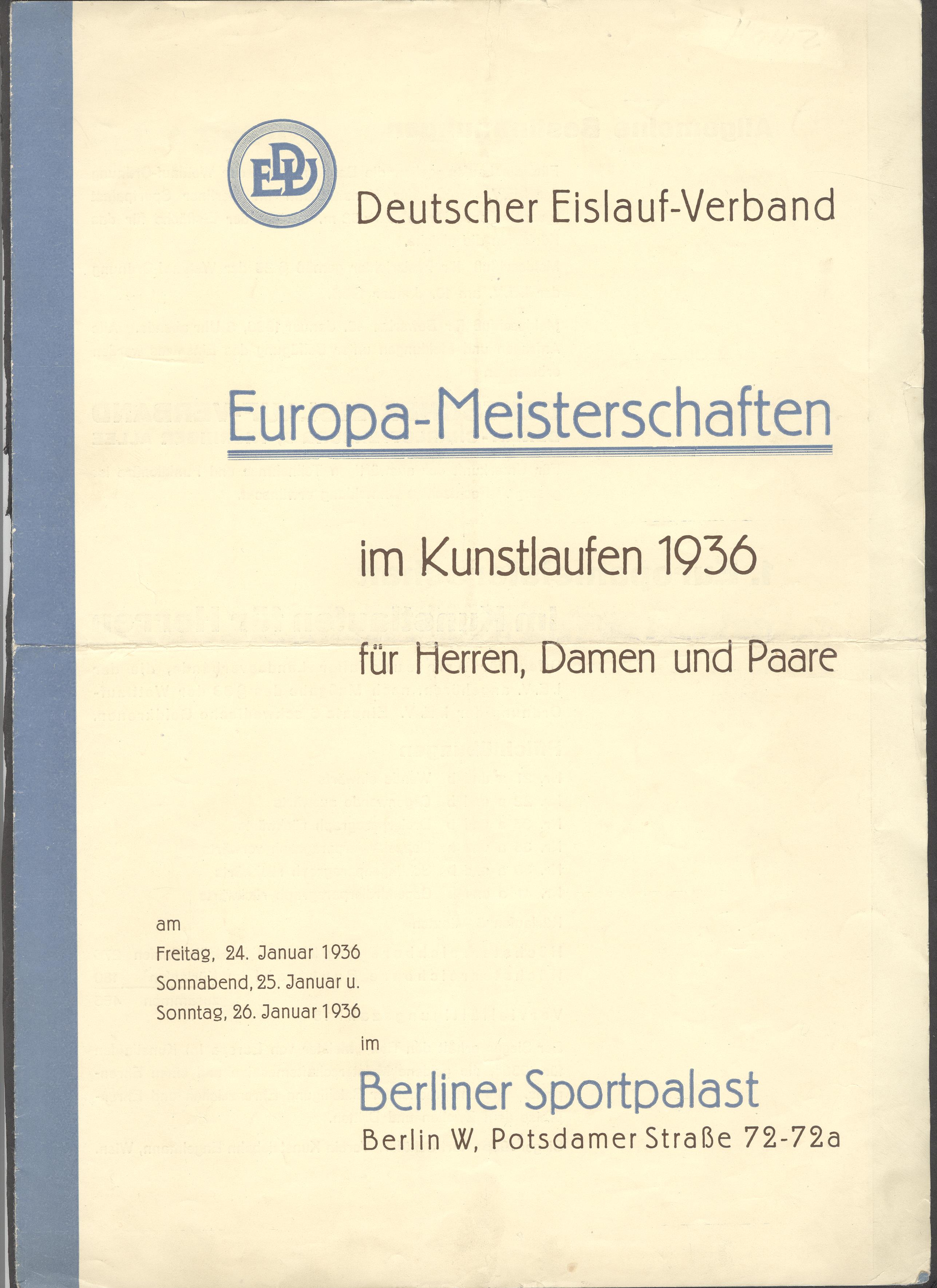 Náhledový obrázek Mistrovství Evropy v krasobruslení. Berlín 1936 - 1