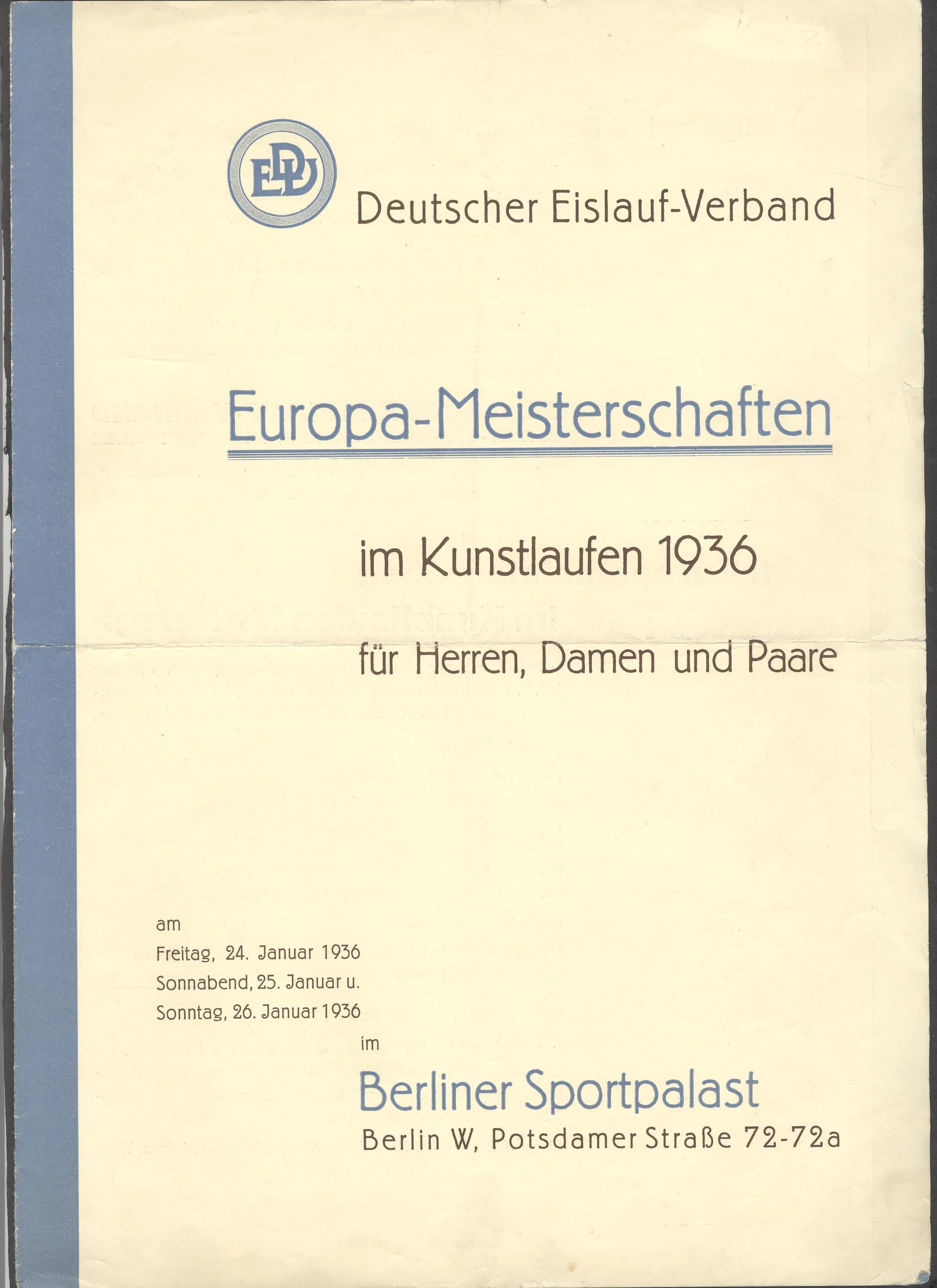 Náhledový obrázek předmětu Mistrovství Evropy v krasobruslení. Berlín 1936