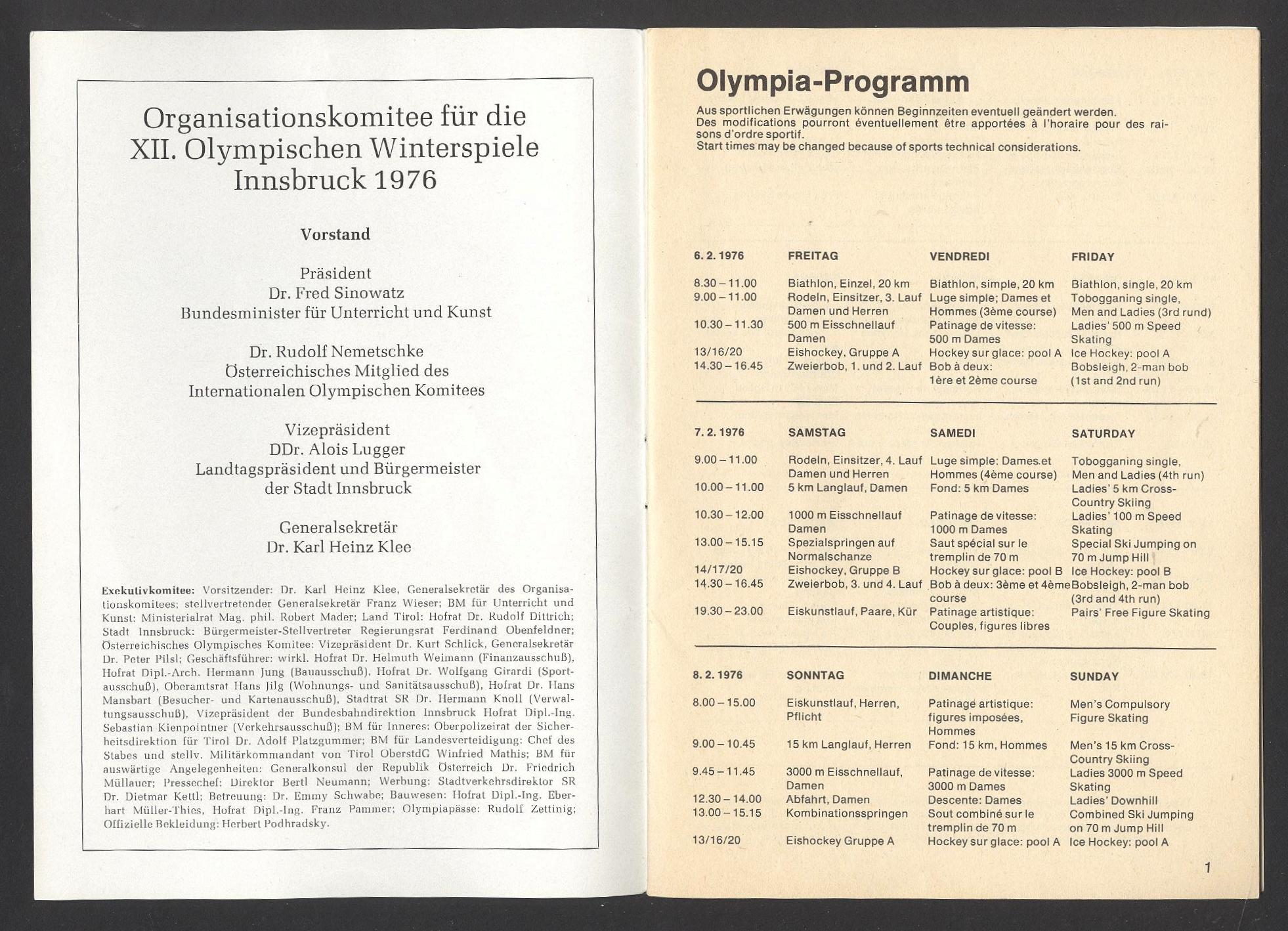Náhledový obrázek Program ZOH v Innsbrucku - 2