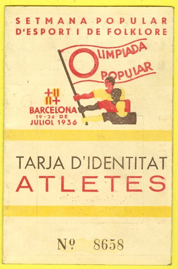 Náhledový obrázek předmětu Účastnický průkaz. Olimpiada Popular Barcelona 1936