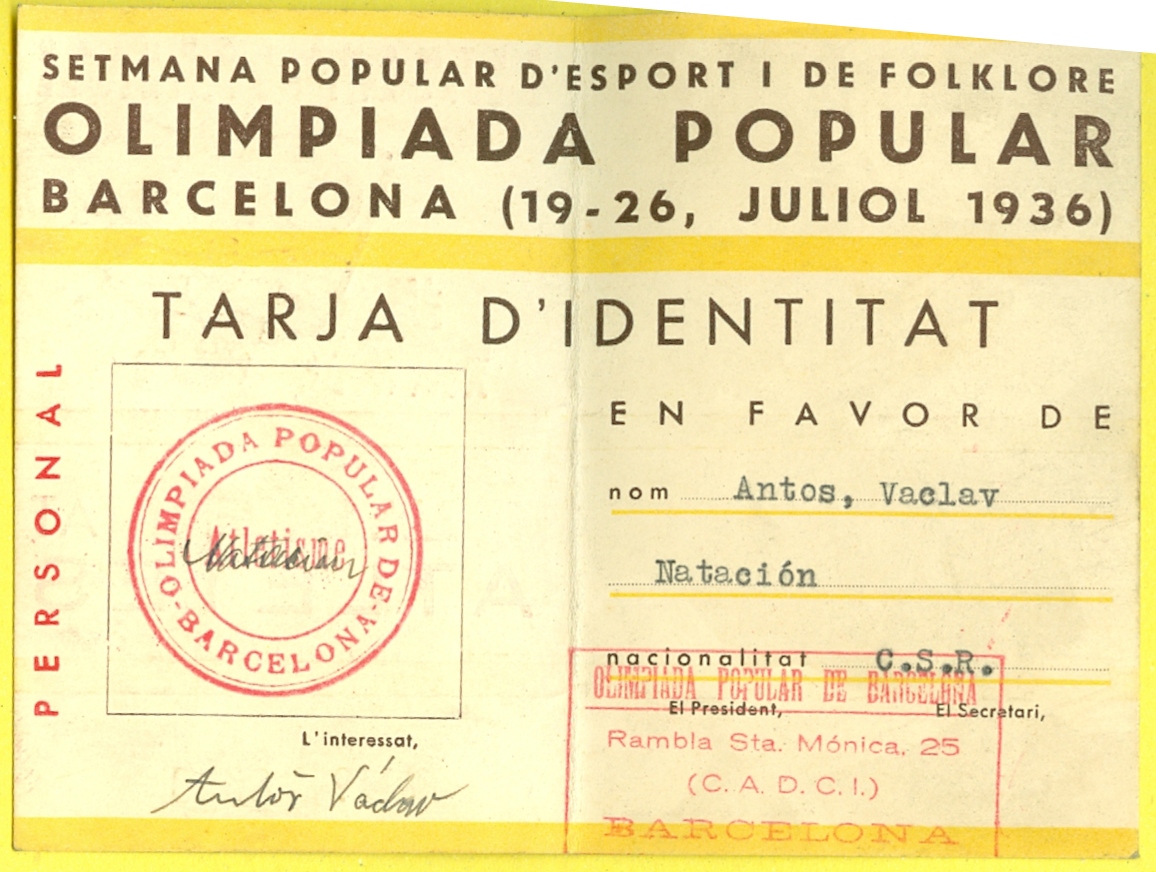 Náhledový obrázek Účastnický průkaz. Olimpiada Popular Barcelona 1936 - 2