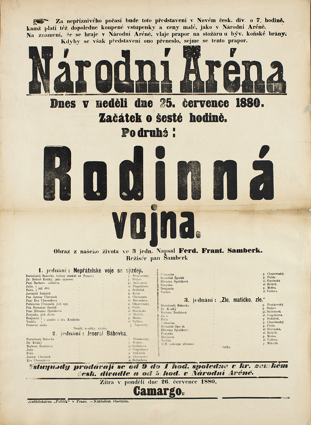Náhledový obrázek Divadelní cedule Rodinná vojna - 1