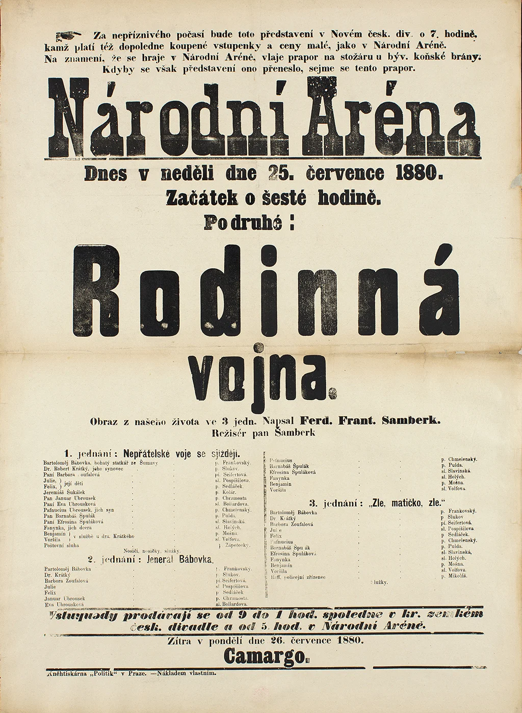 Náhledový obrázek předmětu Divadelní cedule Rodinná vojna