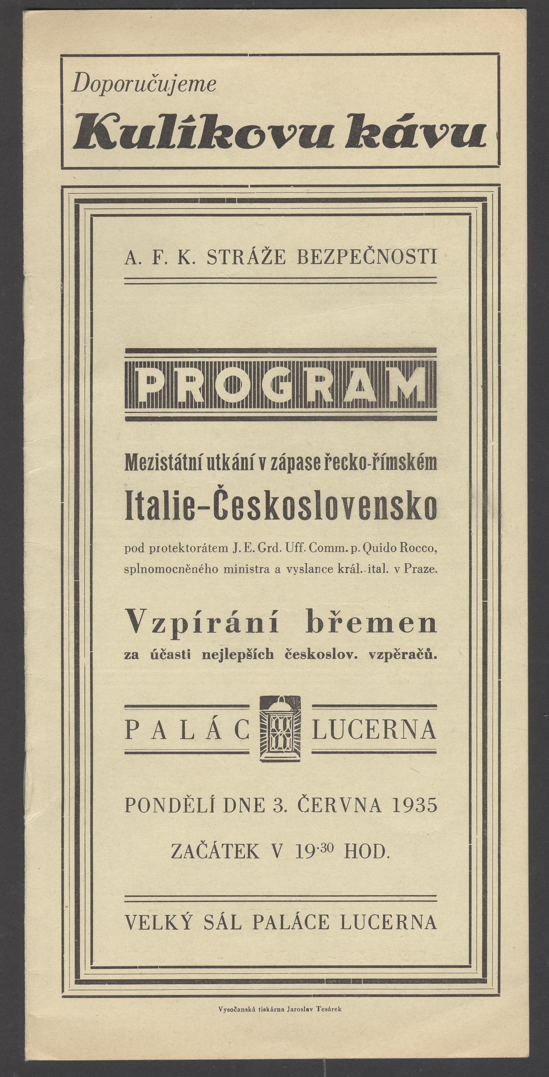 Náhledový obrázek Mezistátní utkání v zápase řecko-římském. Itálie - Československo - 2