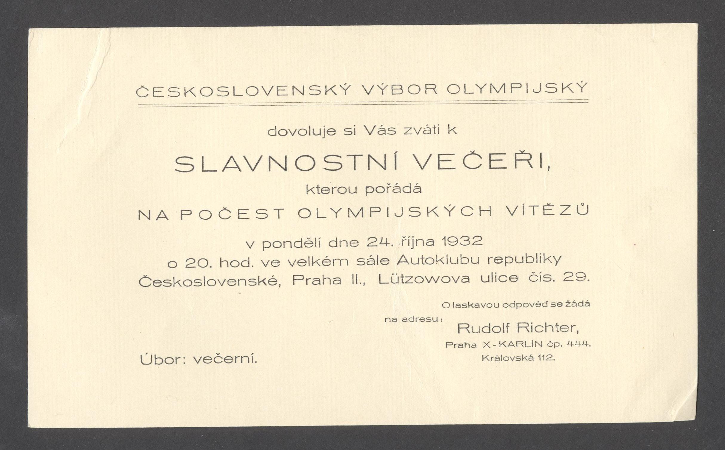 Náhledový obrázek Slavnostní večeře na počest olympijských vítězů - 1