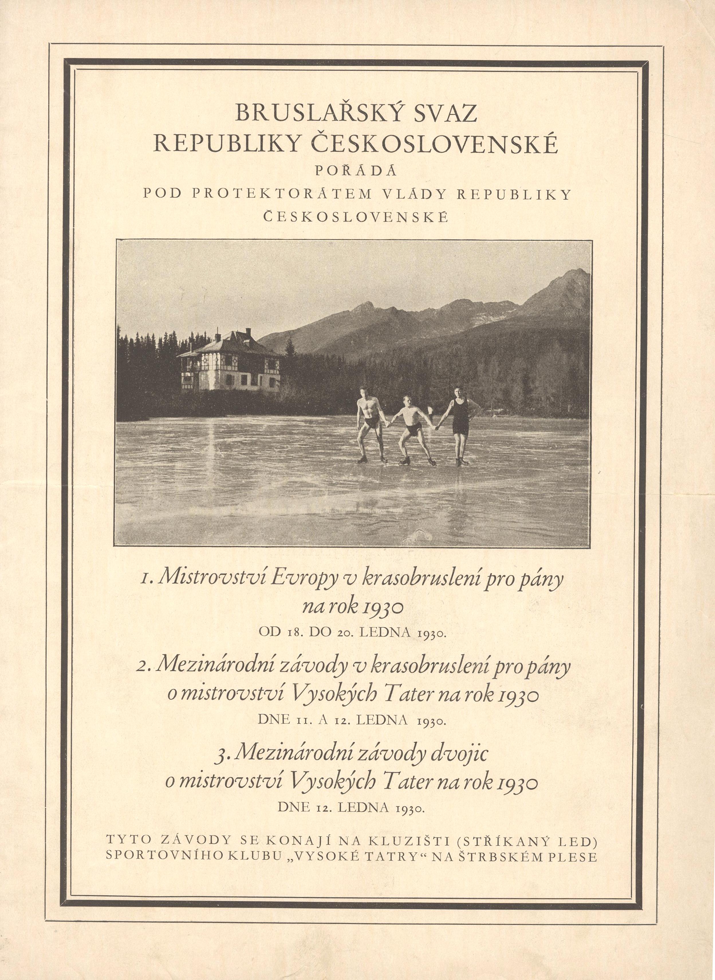 Náhledový obrázek Mistrovství Evropy v krasobruslení pro pány. Vysoké Tatry 1930 - 1