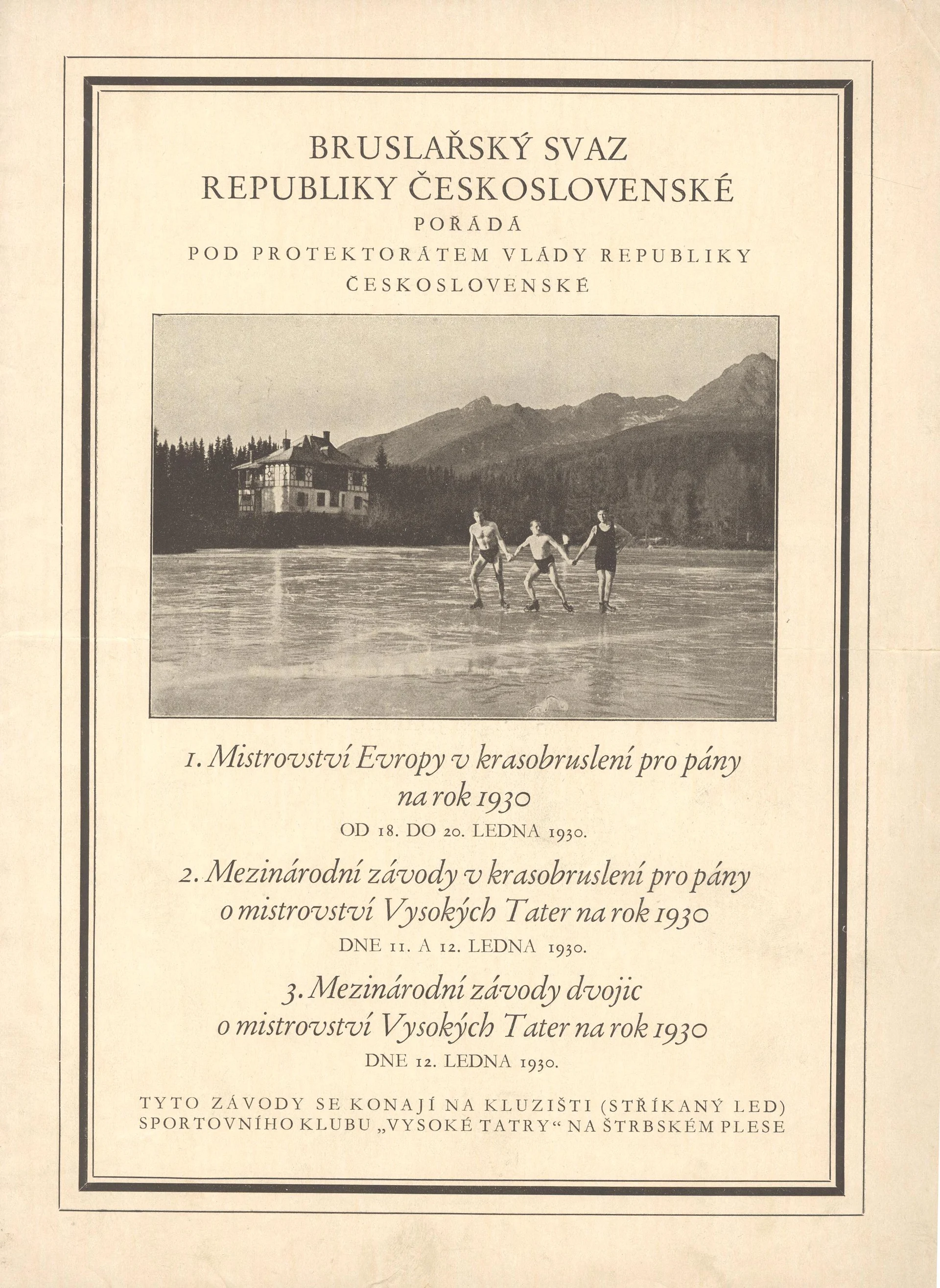 Náhledový obrázek předmětu Mistrovství Evropy v krasobruslení pro pány. Vysoké Tatry 1930