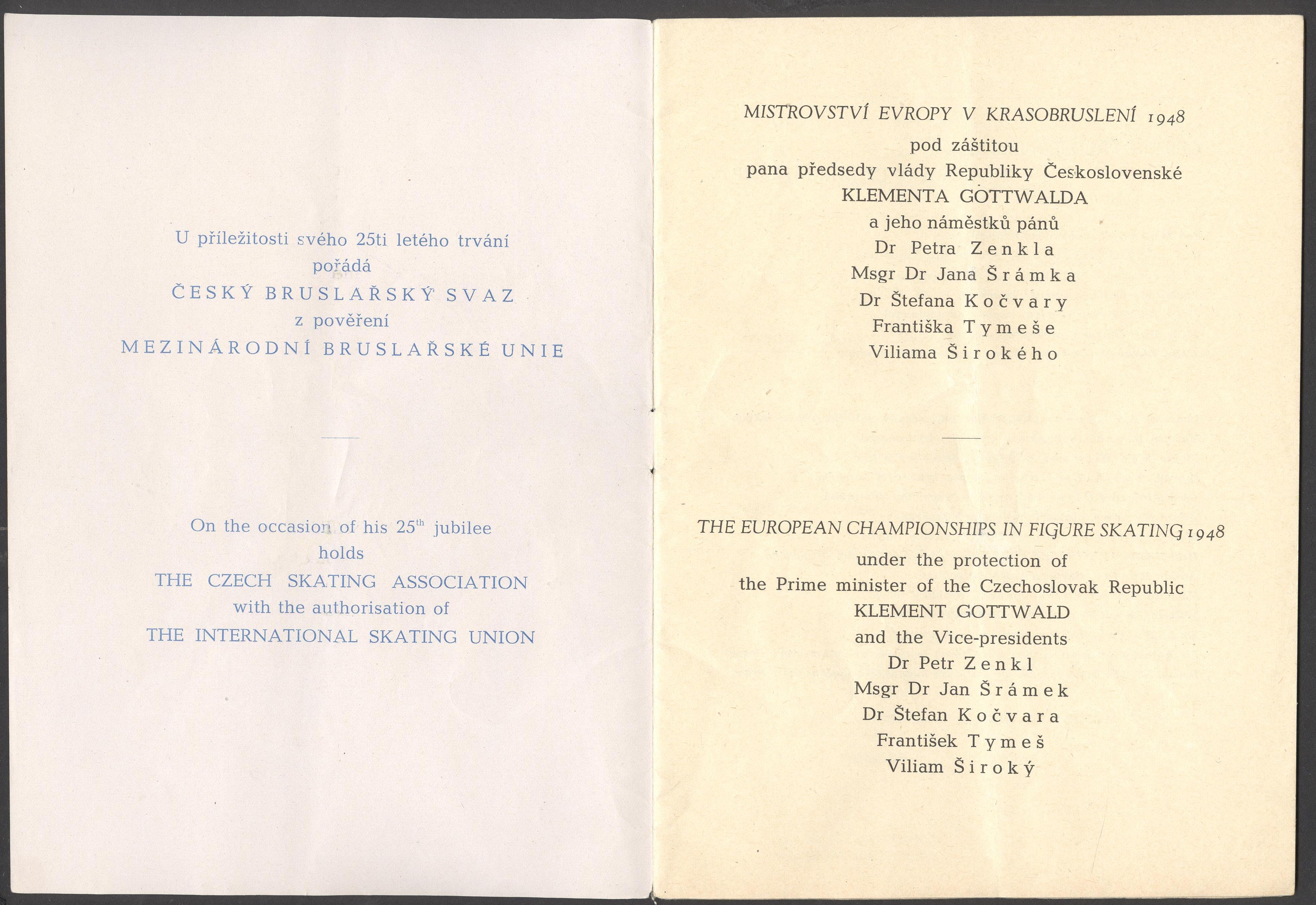 Náhledový obrázek Mistrovství Evropy v krasobruslení. Praha 1948 - 4