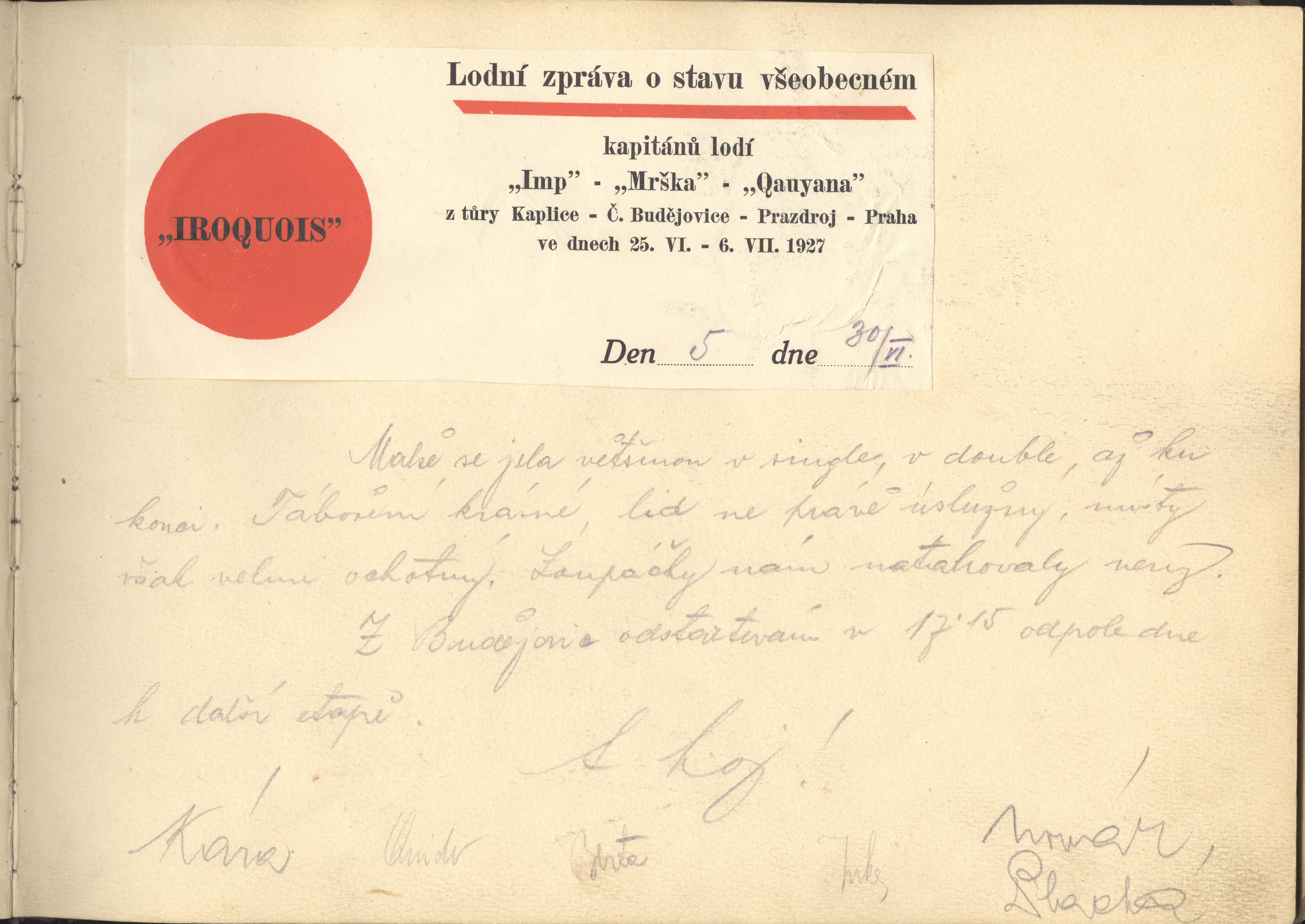 Náhledový obrázek Staniční kniha. Sokolská plovárna v Českých Budějovicích - 1