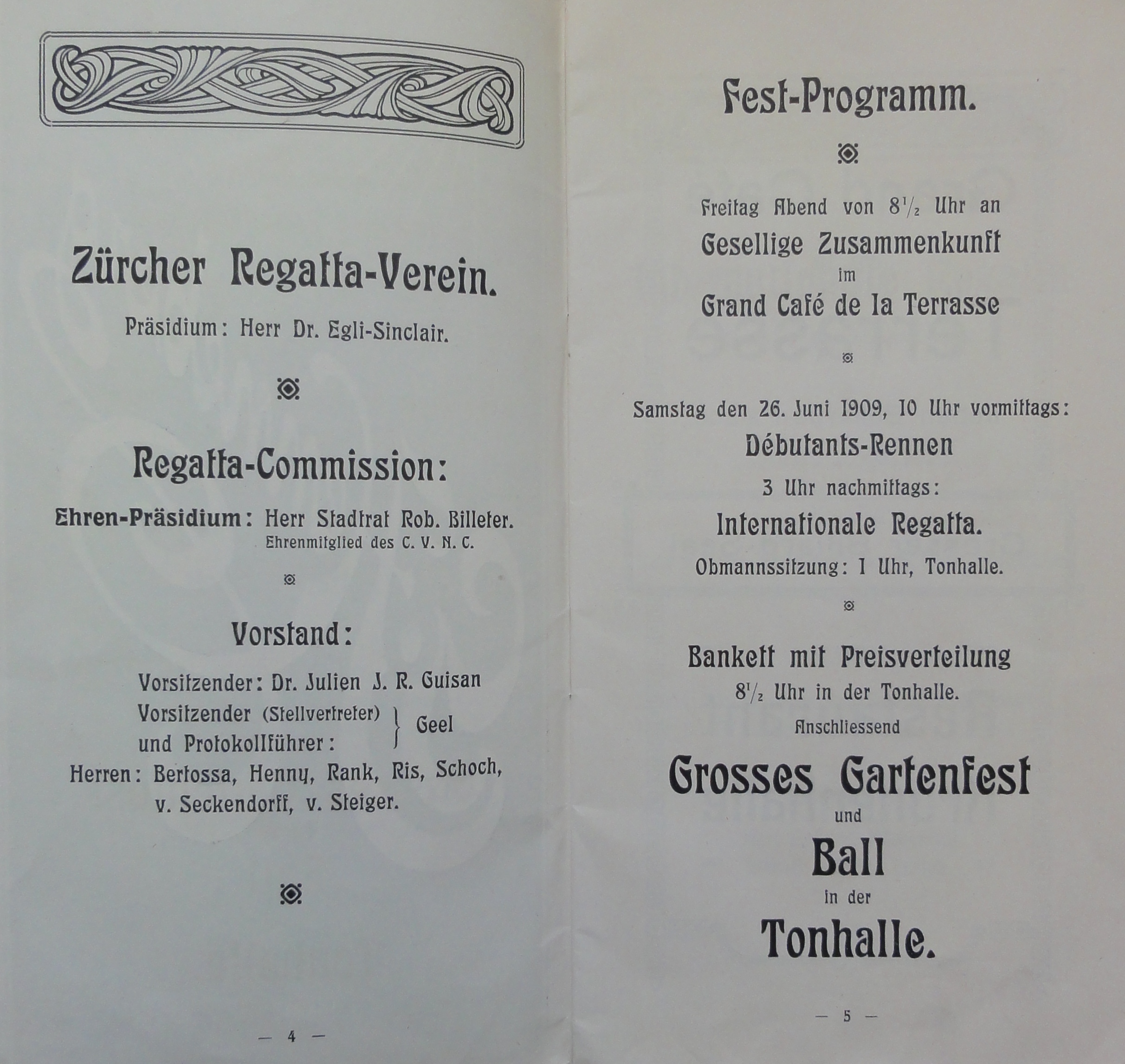 Náhledový obrázek Internationale Ruder Regatta. Zürich 1909 - 2