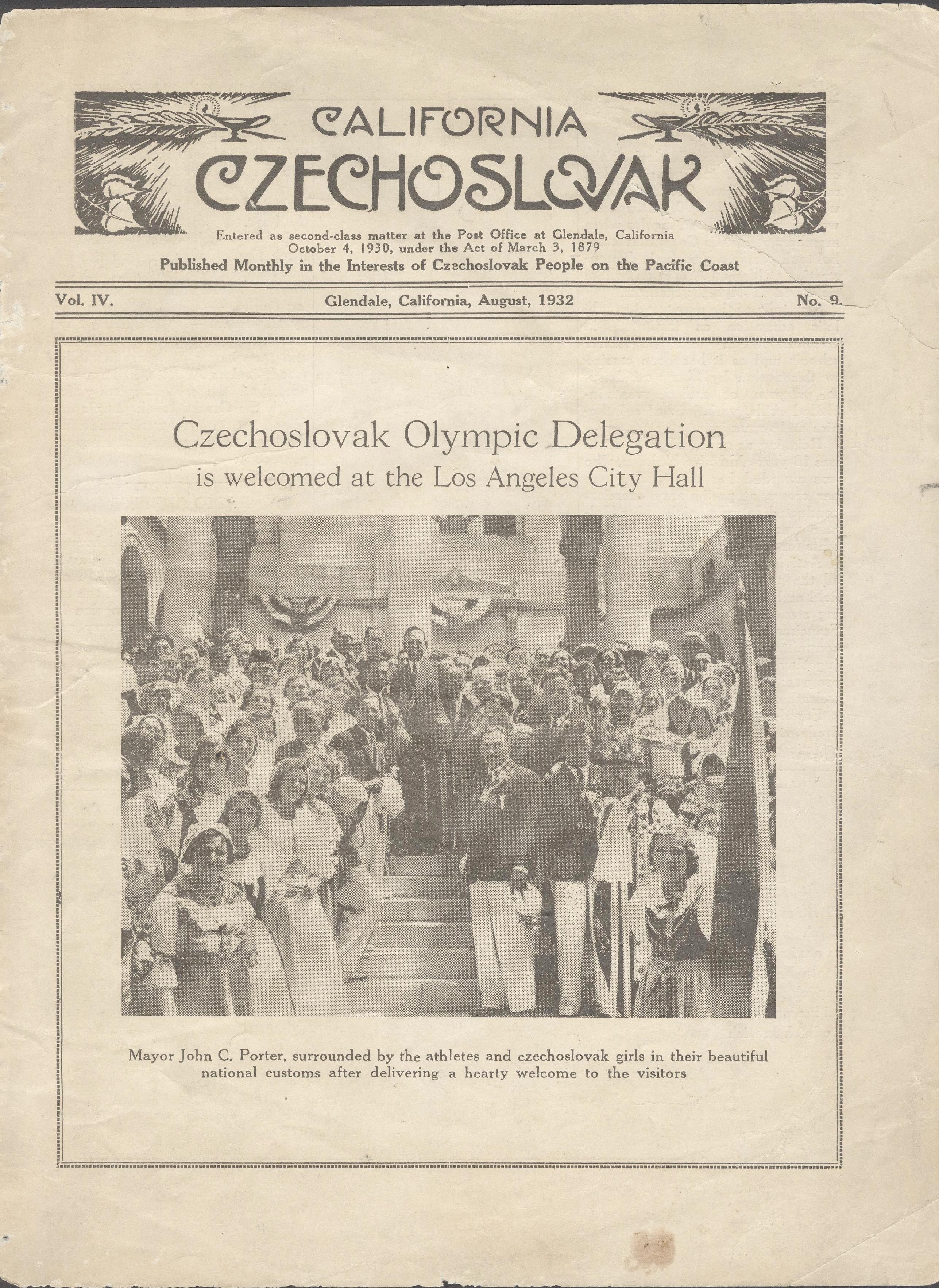 Náhledový obrázek California Czechoslovak. Vol. IV., No. 9, August 1932 - 2