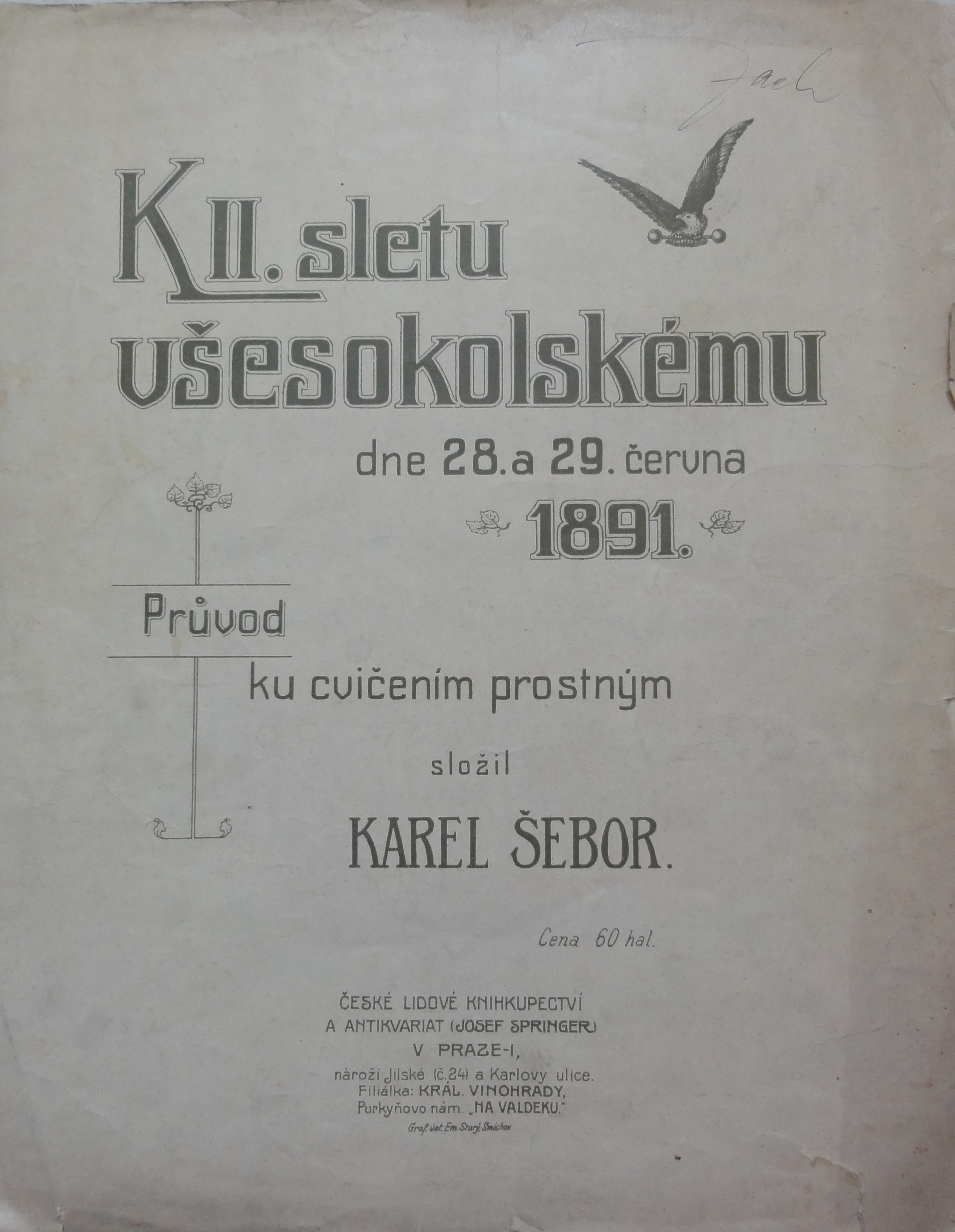Náhledový obrázek Sokolské skladby: K. Šebor. Průvod k prostným cvičením - 1