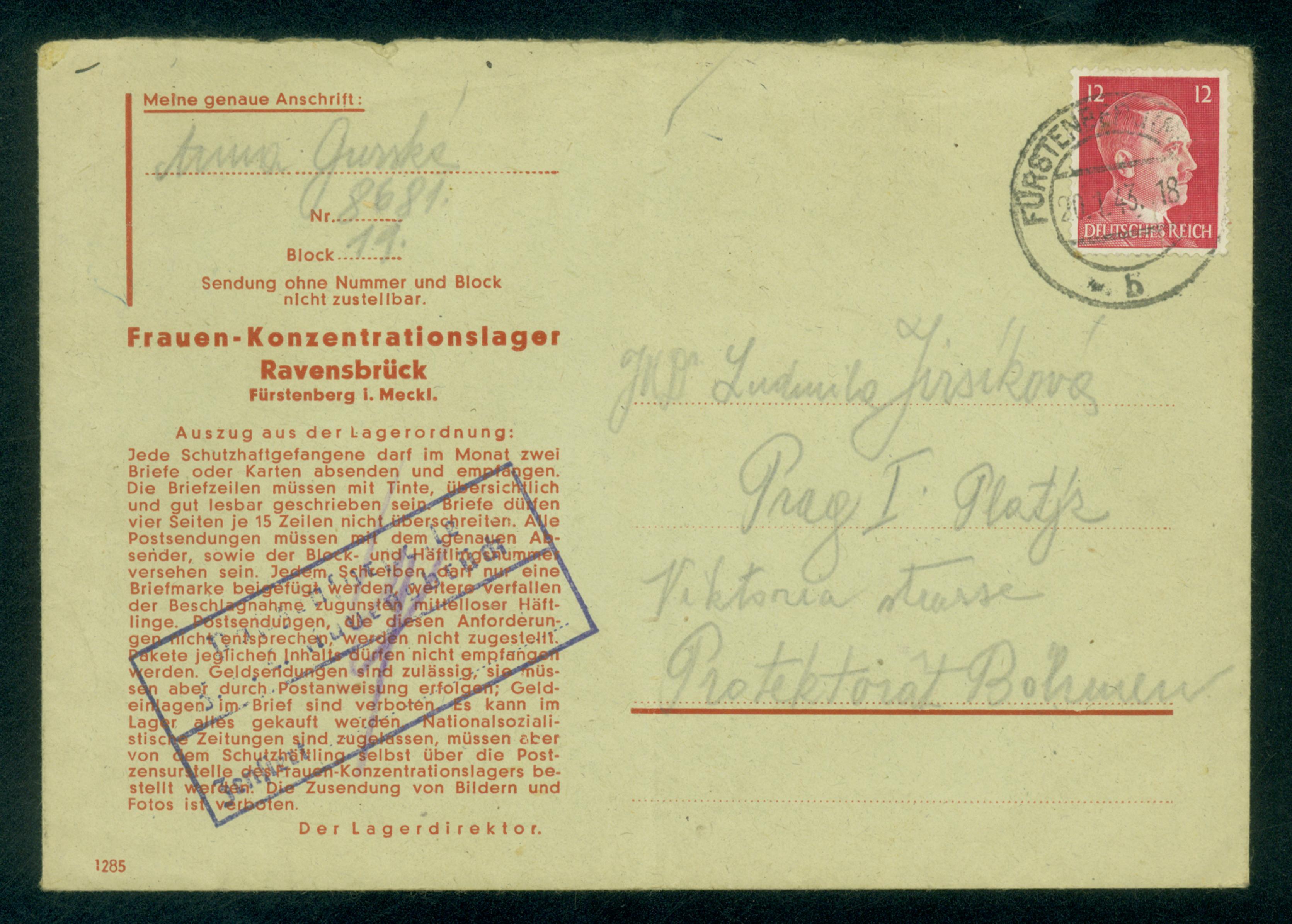 Náhledový obrázek Dopis Niny Jirsíkové z ledna 1943 - 1