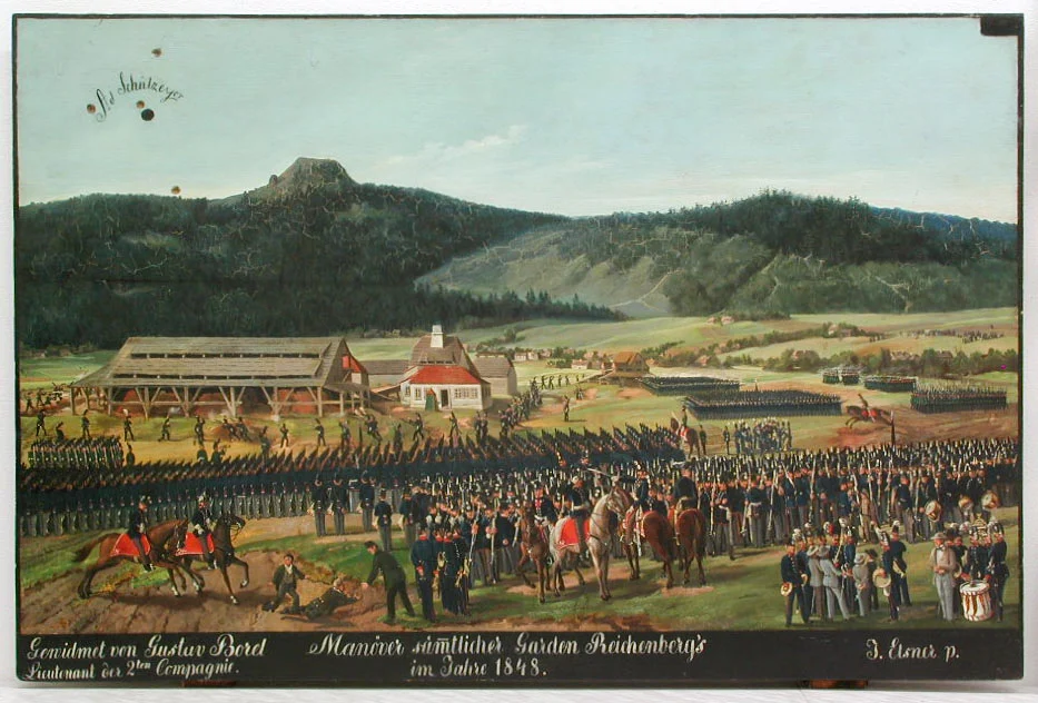 Náhledový obrázek předmětu Střelecký terč. Manévry liberecké národní gardy v roce 1848