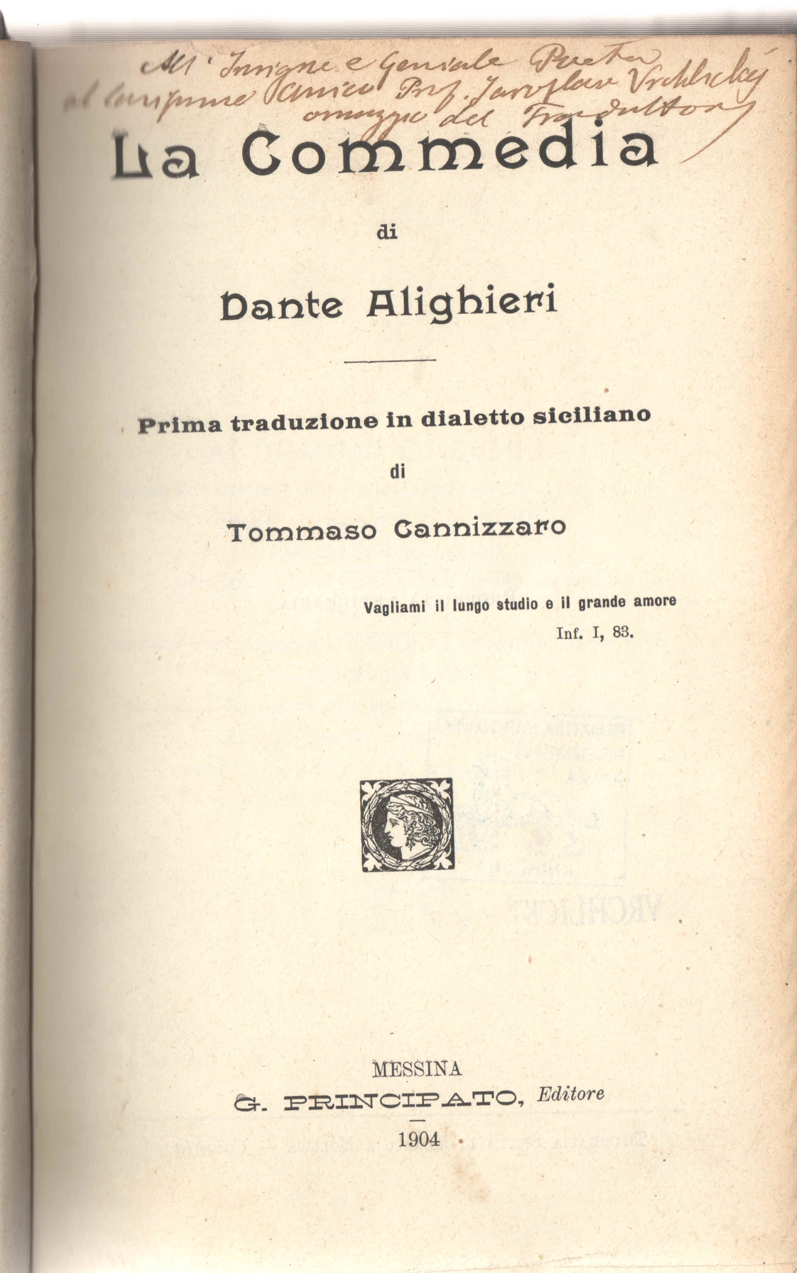 Náhledový obrázek La Commedia di Dante Alighieri. Prima traduzione in dialetto siciliano - 1