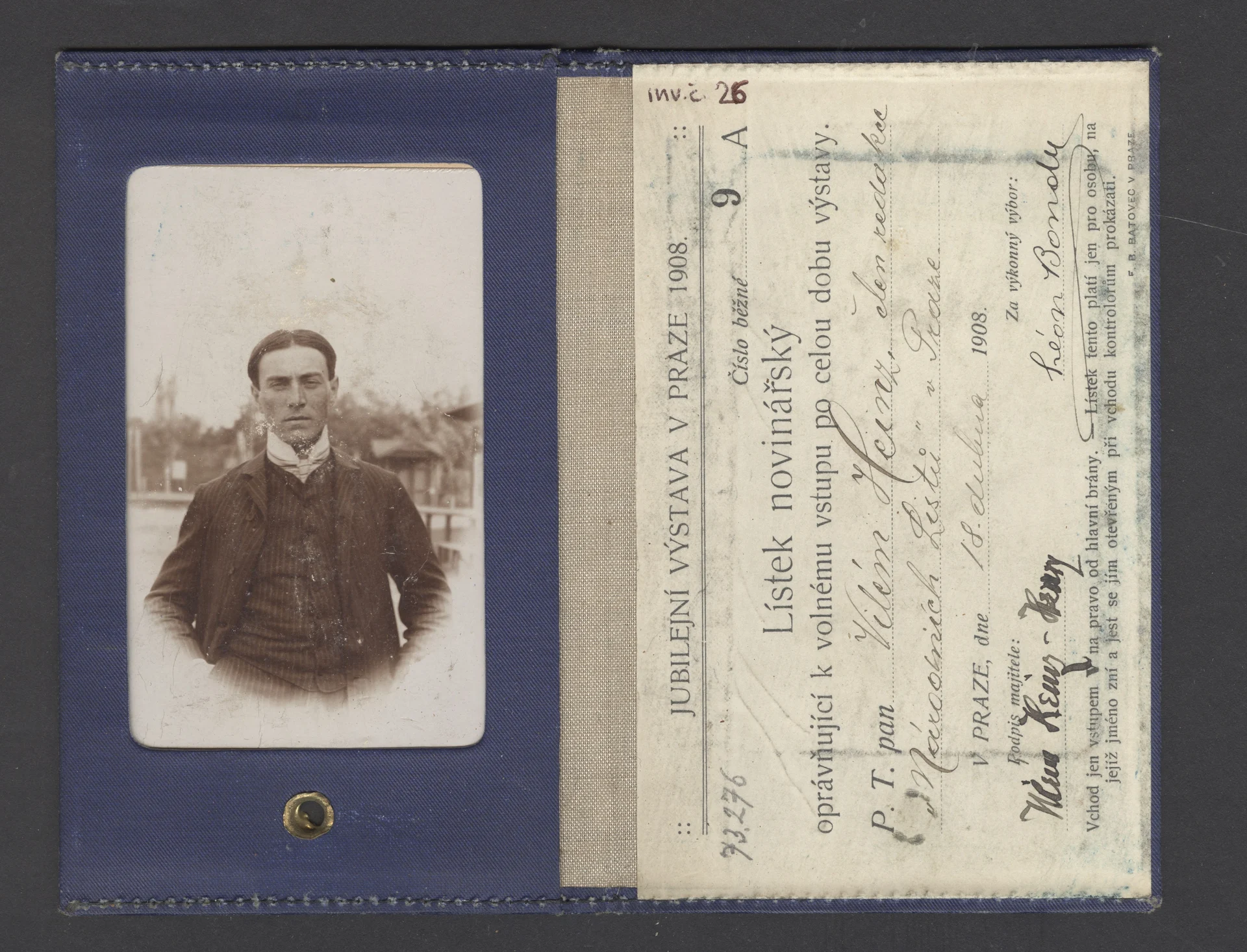 Náhledový obrázek předmětu Jubilejní výstava v Praze 1908. Novinářský lístek Viléma Heinze