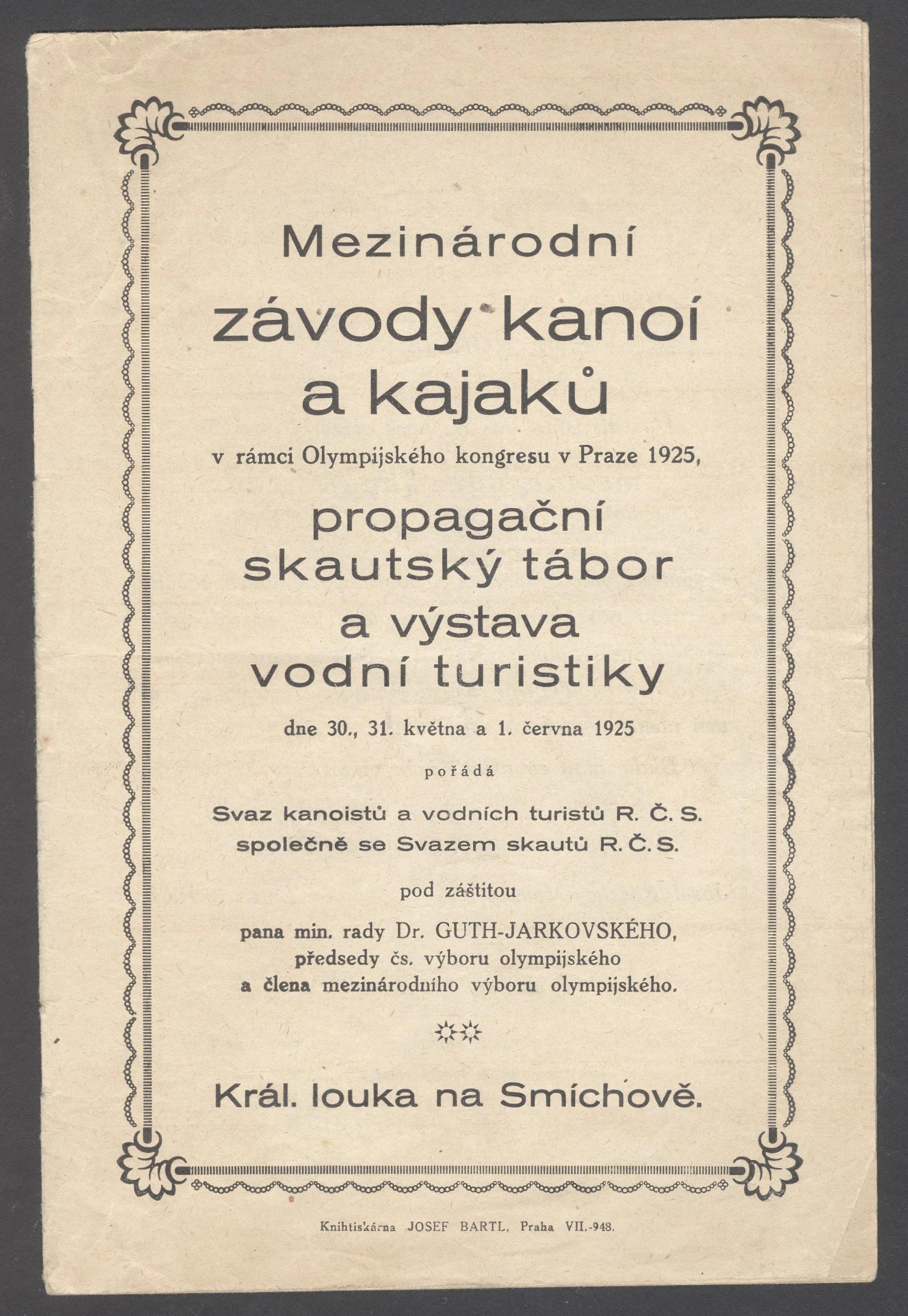 Náhledový obrázek Mezinárodní závody kanoí a kajaků v rámci Olympijského kongresu v Praze 1925 - 1