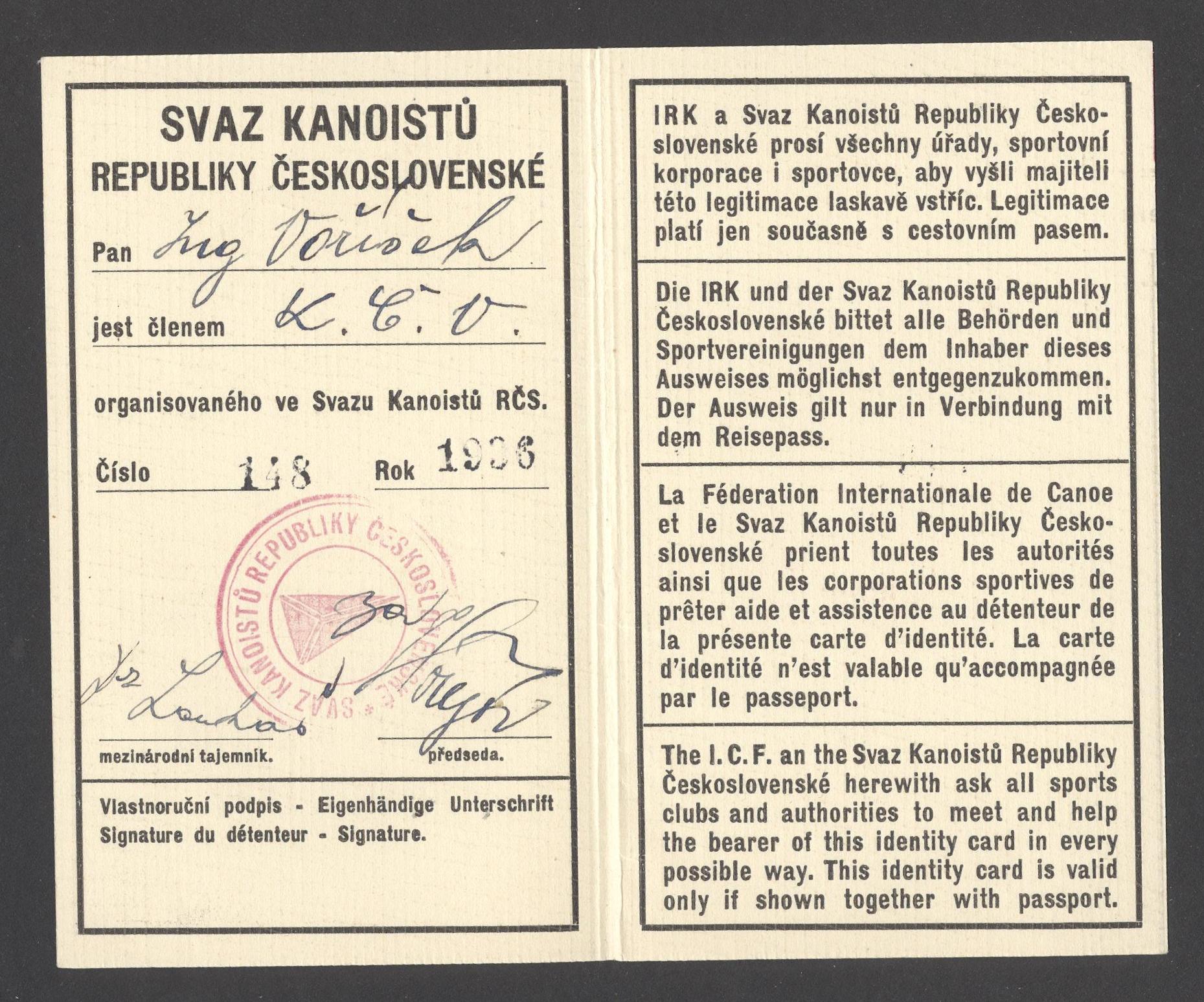 Náhledový obrázek Svaz kanoistů RČS. Mezinárodní průkaz - 2