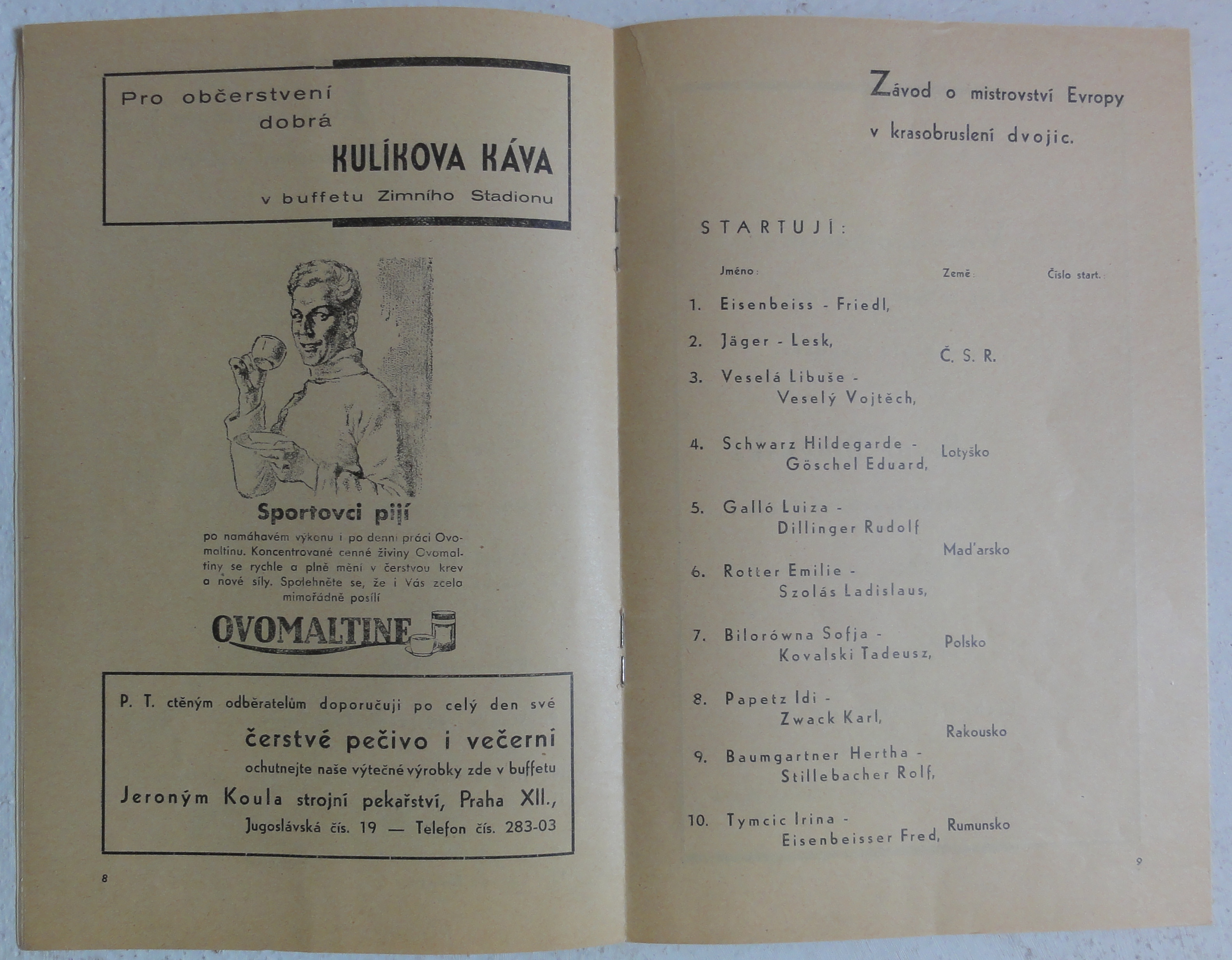 Náhledový obrázek Mistrovství Evropy v krasobruslení dam a dvojic. Praha 1934 - 6