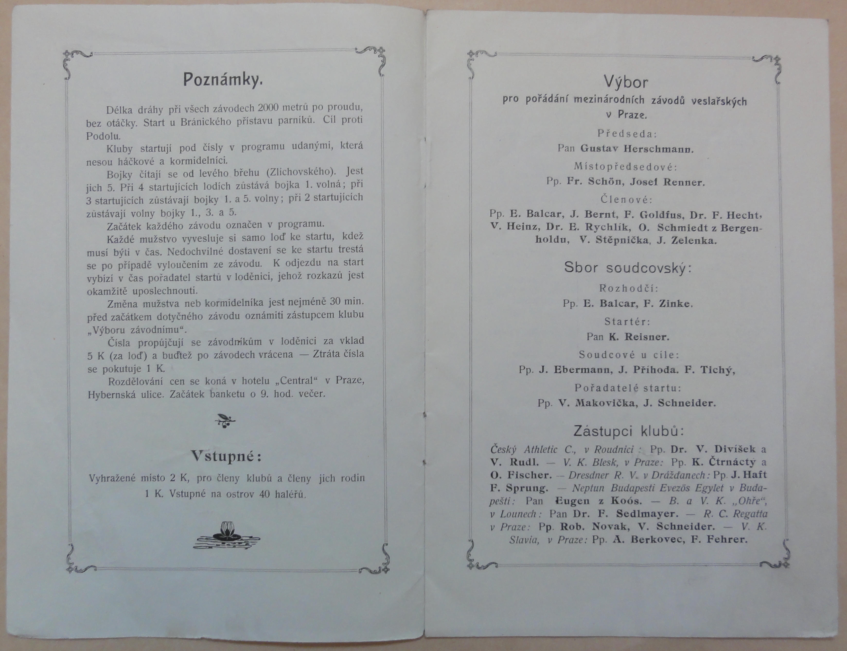Náhledový obrázek Program I. mezinárodních veslařských závodů - 2