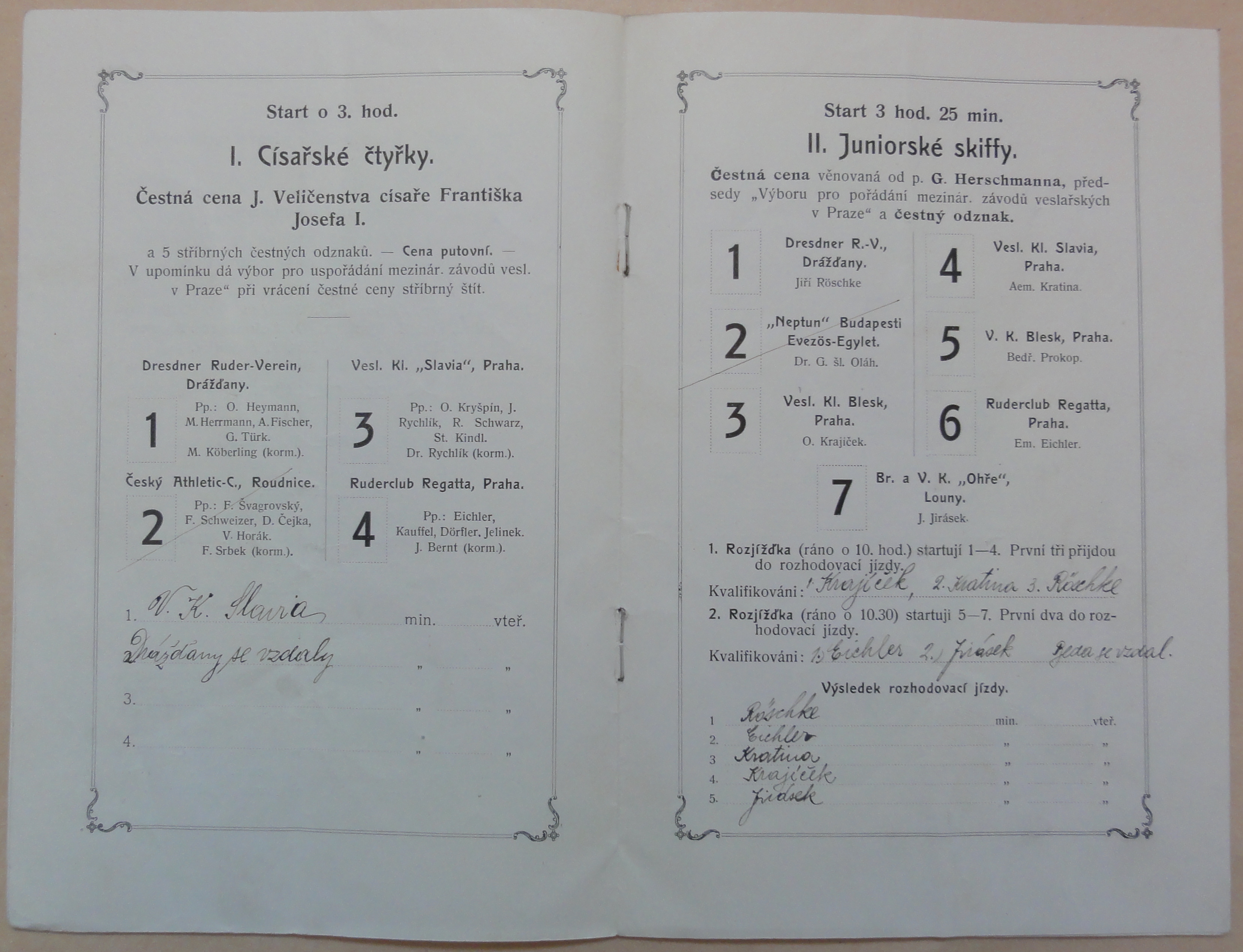 Náhledový obrázek Program I. mezinárodních veslařských závodů - 3