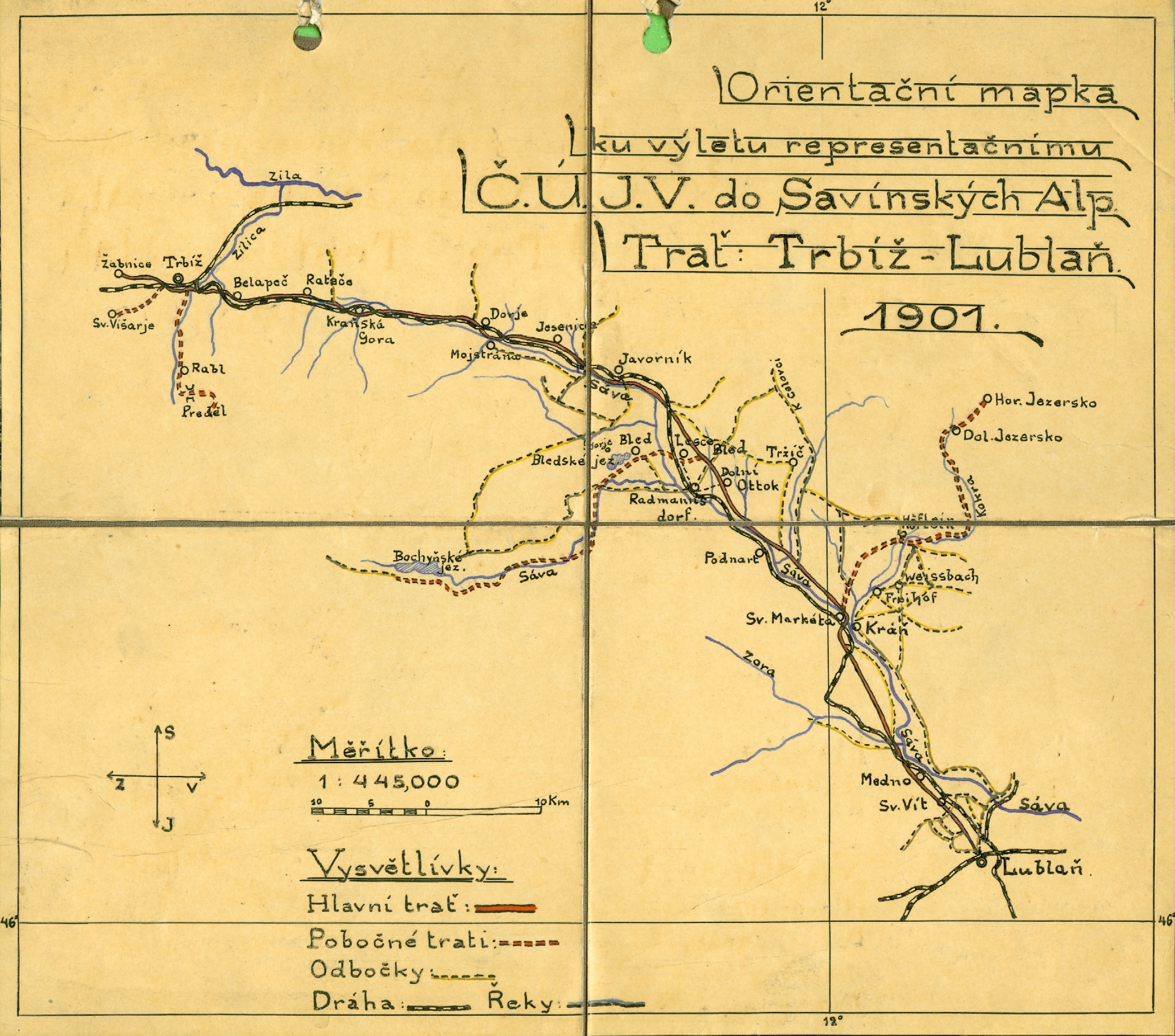 Náhledový obrázek Orientační mapka ku výletu Č.Ú.J.V. do Savínských Alp - 1