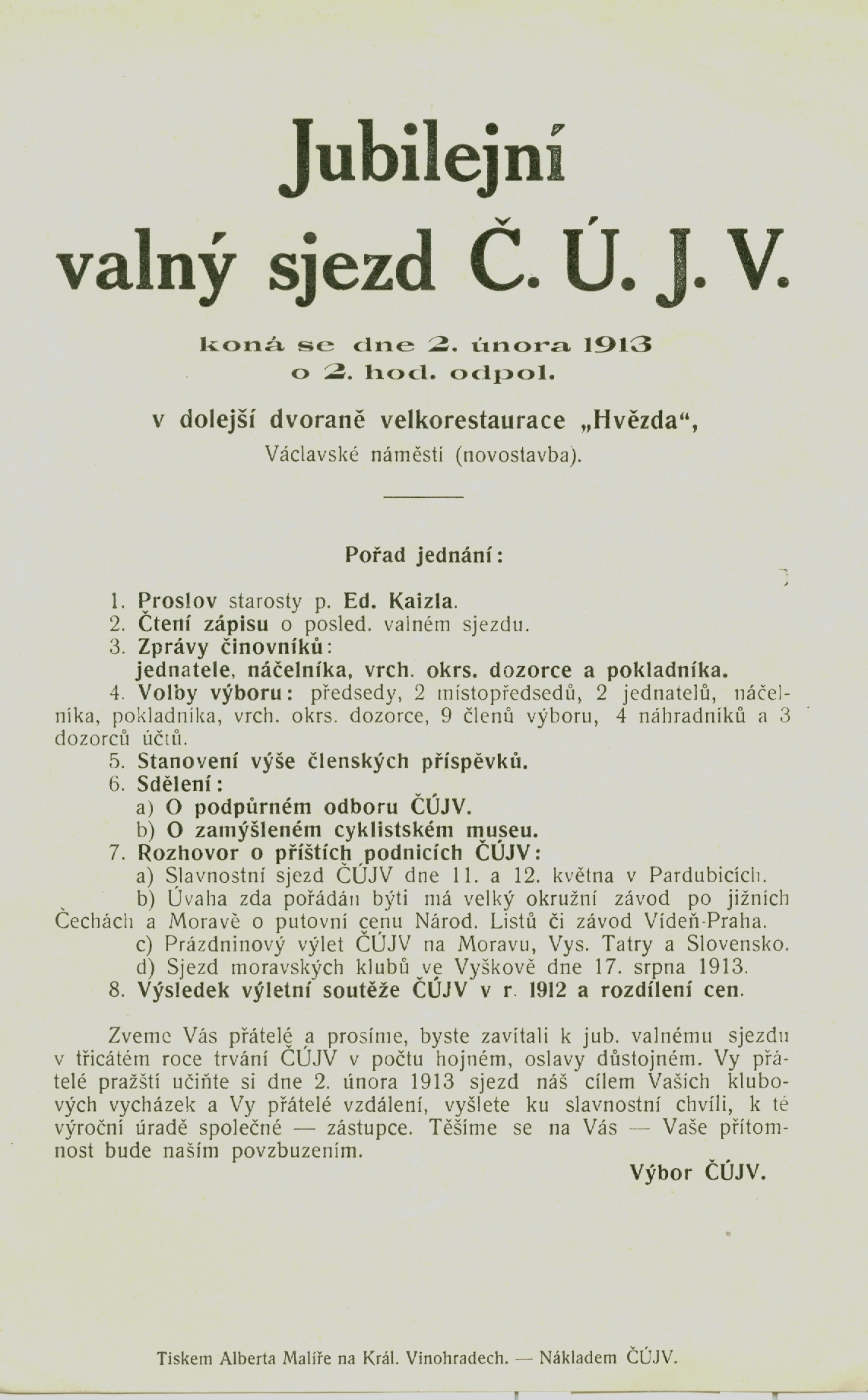 Náhledový obrázek Jubilejní valný sjezd Č.Ú.J.V. - 1