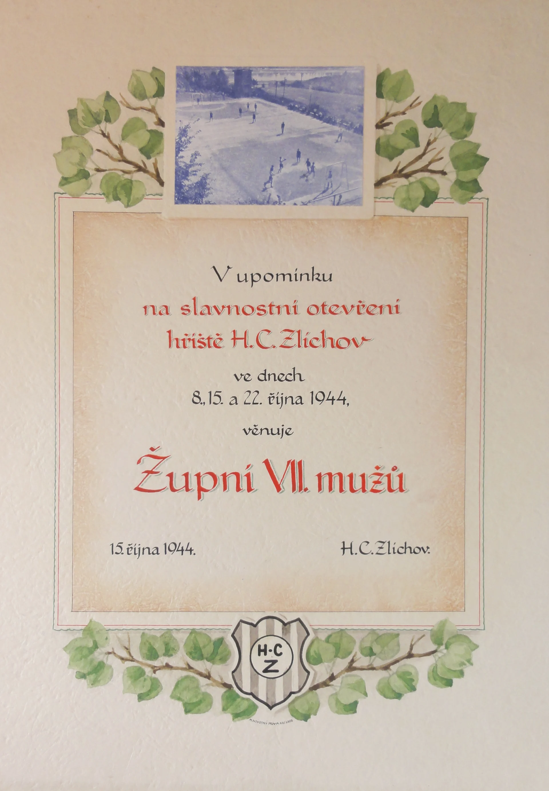 Náhledový obrázek předmětu Upomínka na otevření hřiště H. C. Zlíchov