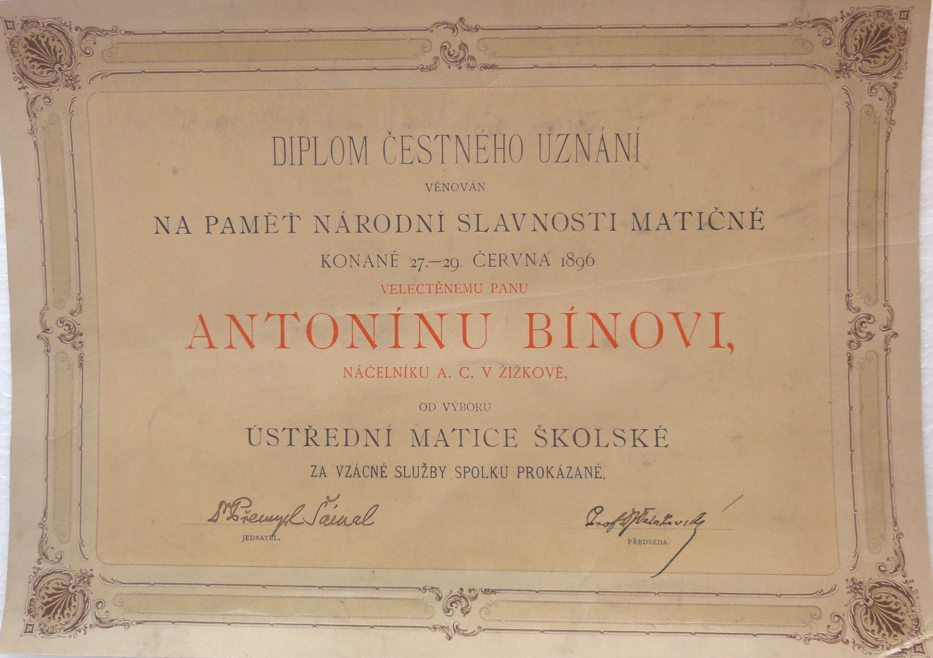 Náhledový obrázek Matice školská pro Antonína Bínu - 1