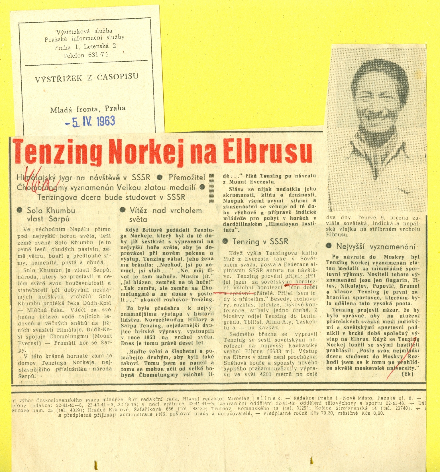 Náhledový obrázek Tenzing Norkej na Elbrusu - 1