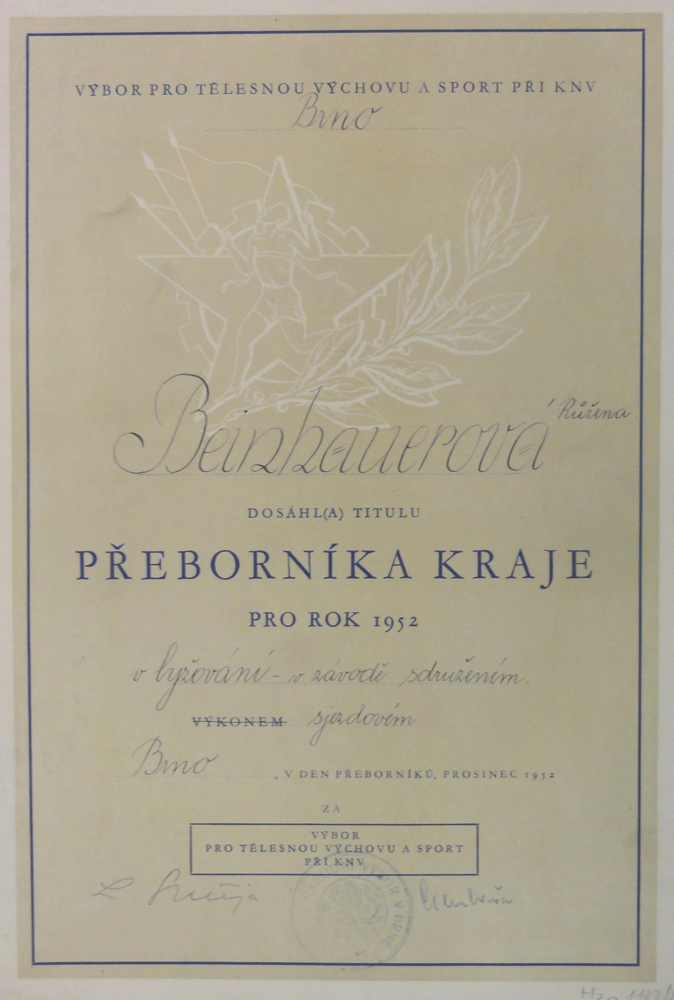 Náhledový obrázek Lyžařský přeborník kraje pro rok 1952 - 1