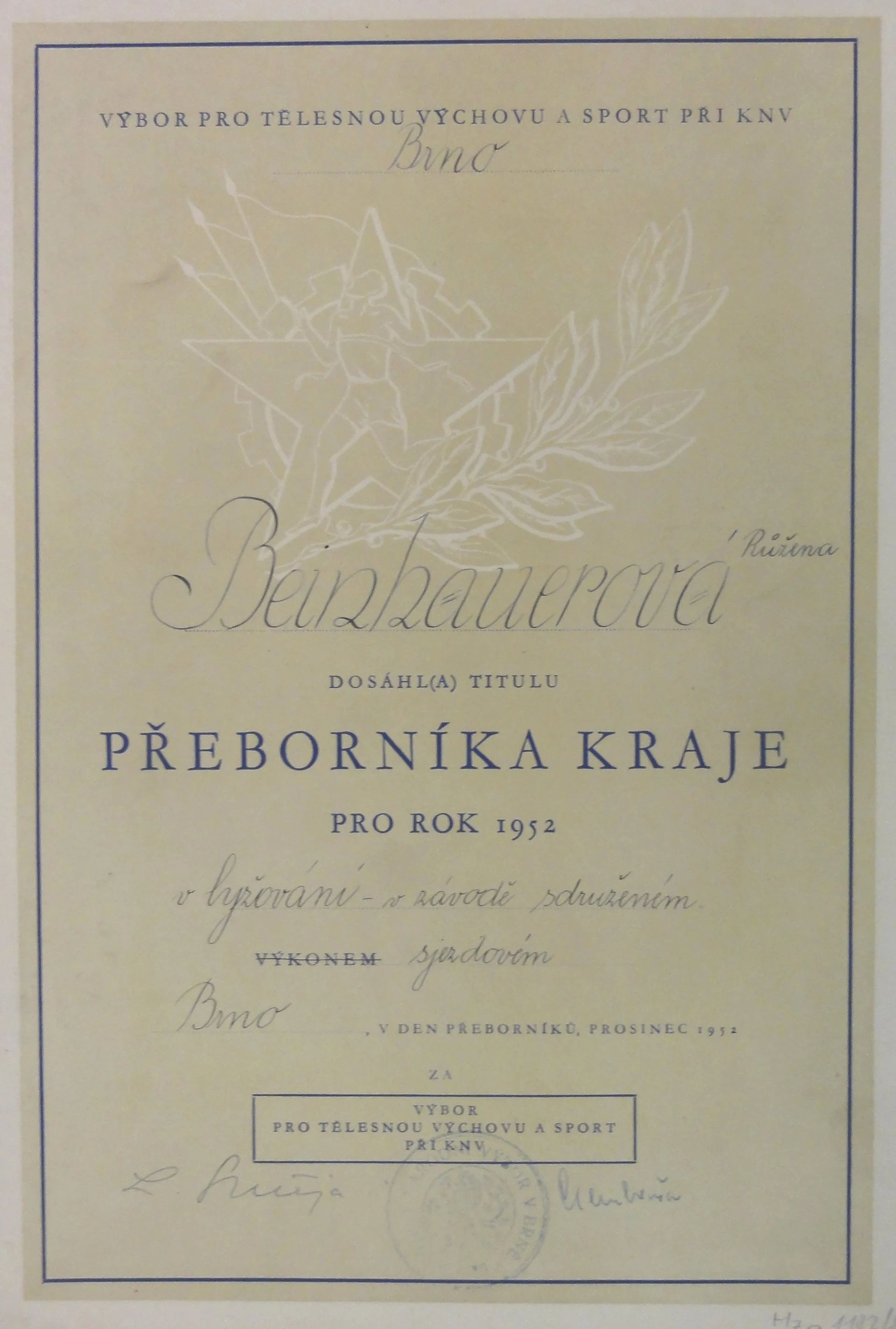 Náhledový obrázek předmětu Lyžařský přeborník kraje pro rok 1952