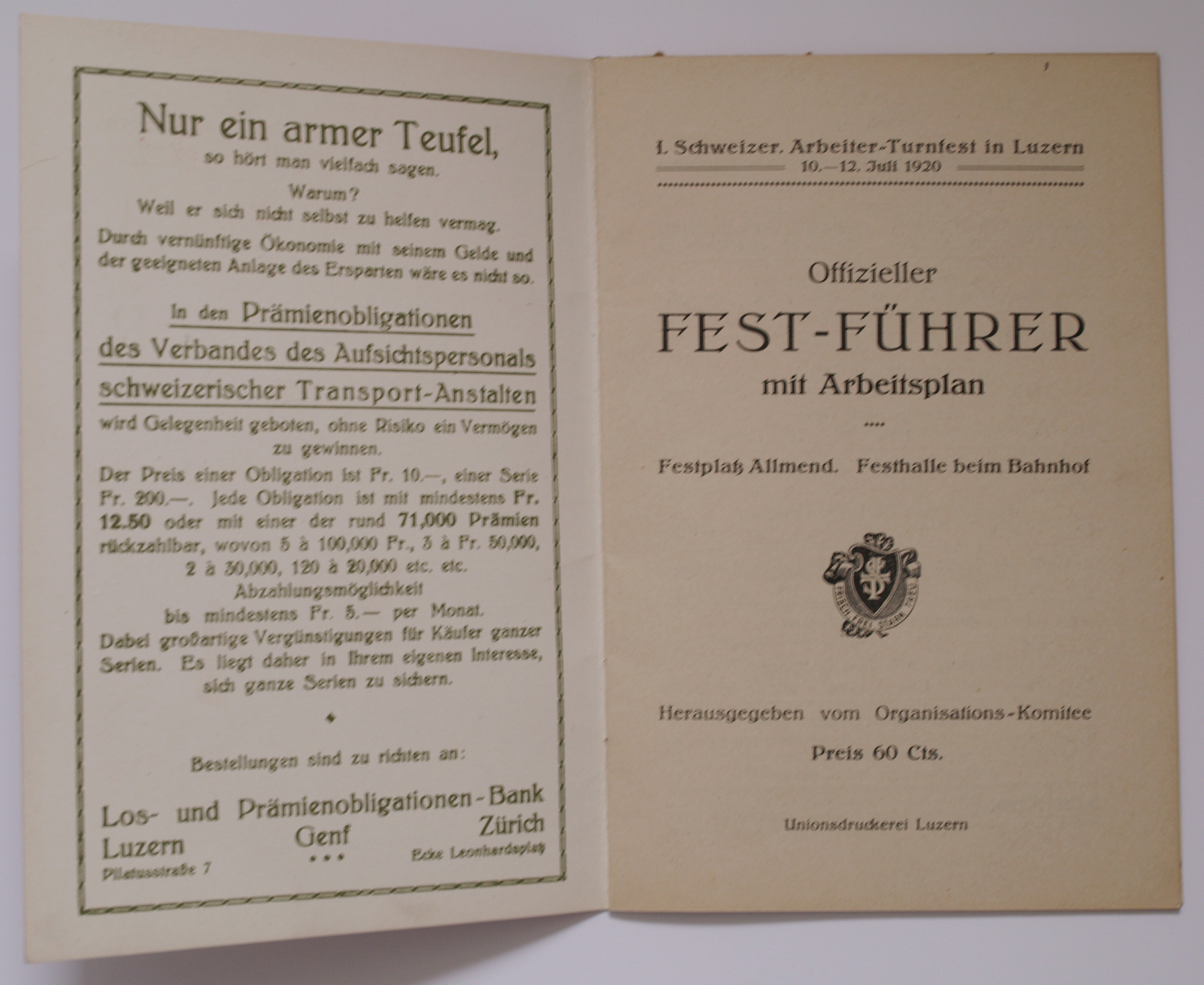 Náhledový obrázek Schweiz. Arbeiter Turnfest. Luzern 1920 - 2