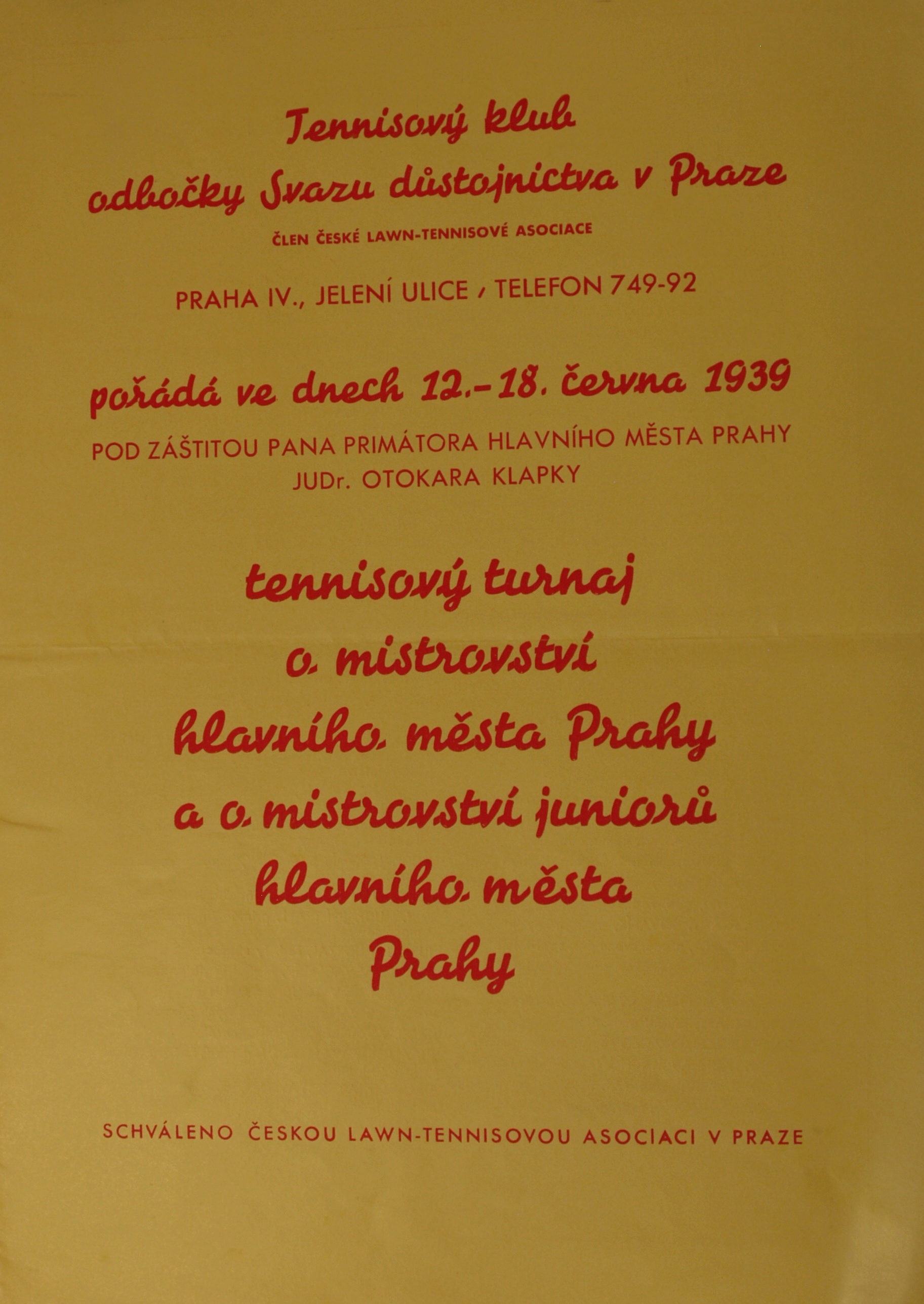 Náhledový obrázek Tenisový turnaj o mistrovství hl. m. Prahy - 1