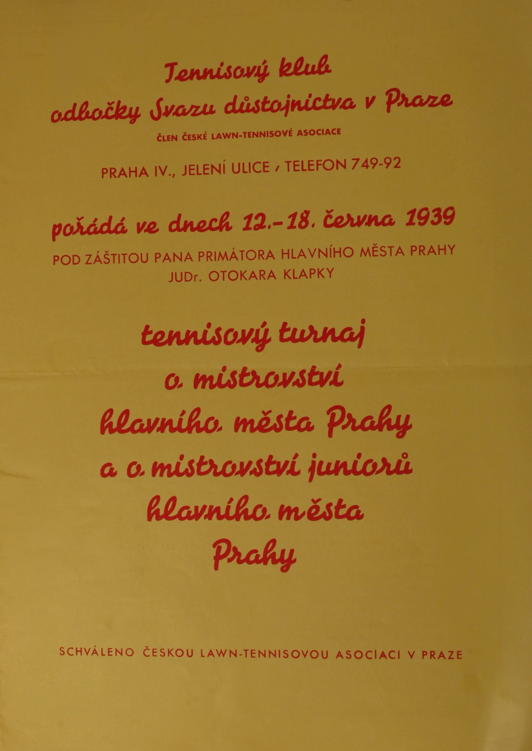 Náhledový obrázek předmětu Tenisový turnaj o mistrovství hl. m. Prahy